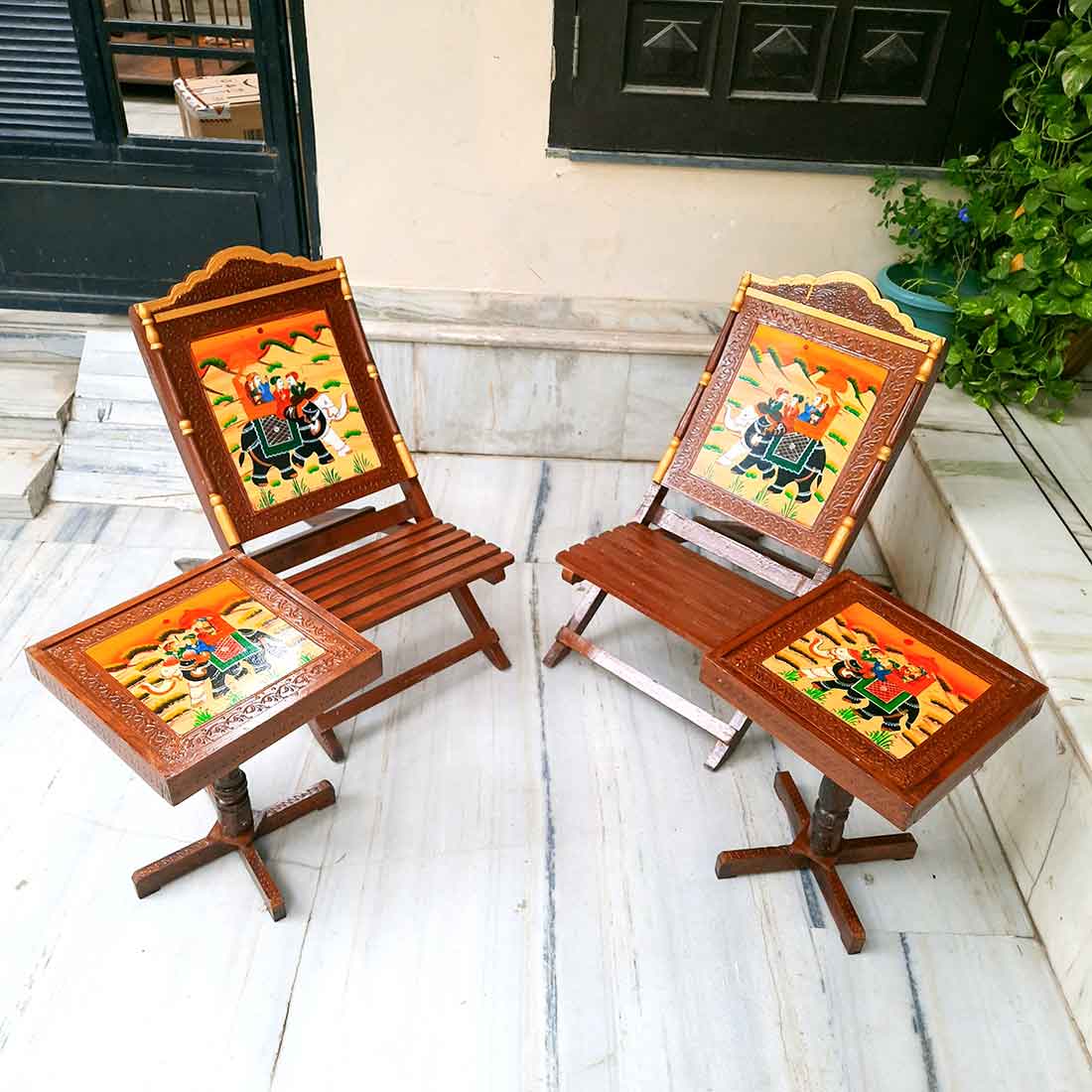 Chair & Side Table Set - For Living Room & Outdoor Decor - Set of 4- Apkamart #Style_Style 3