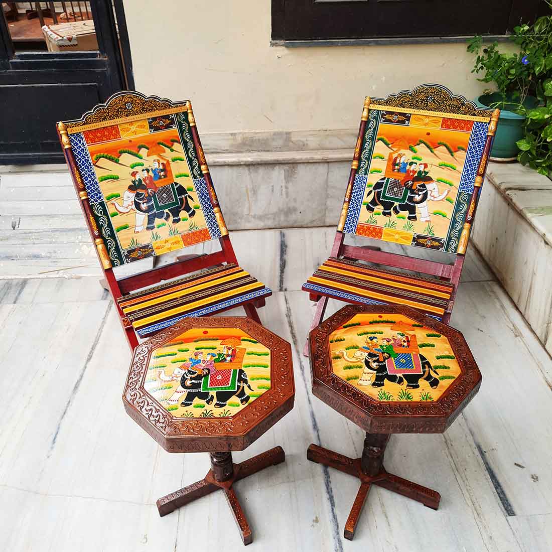 Chair & Side Table Set - For Living Room & Outdoor Decor - Set of 4- Apkamart #Style_Style 4