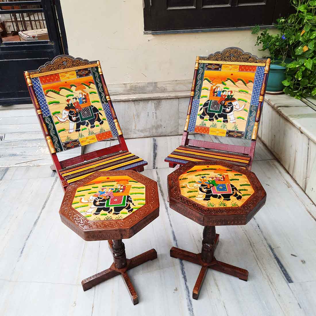 Chair & Side Table Set - For Living Room & Outdoor Decor - Set of 4- Apkamart #Style_Style 4