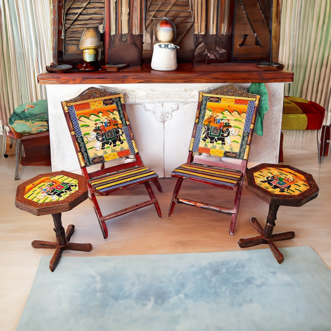 Chair & Side Table Set - For Living Room & Outdoor Decor - Set of 4- Apkamart #Style_Style 4