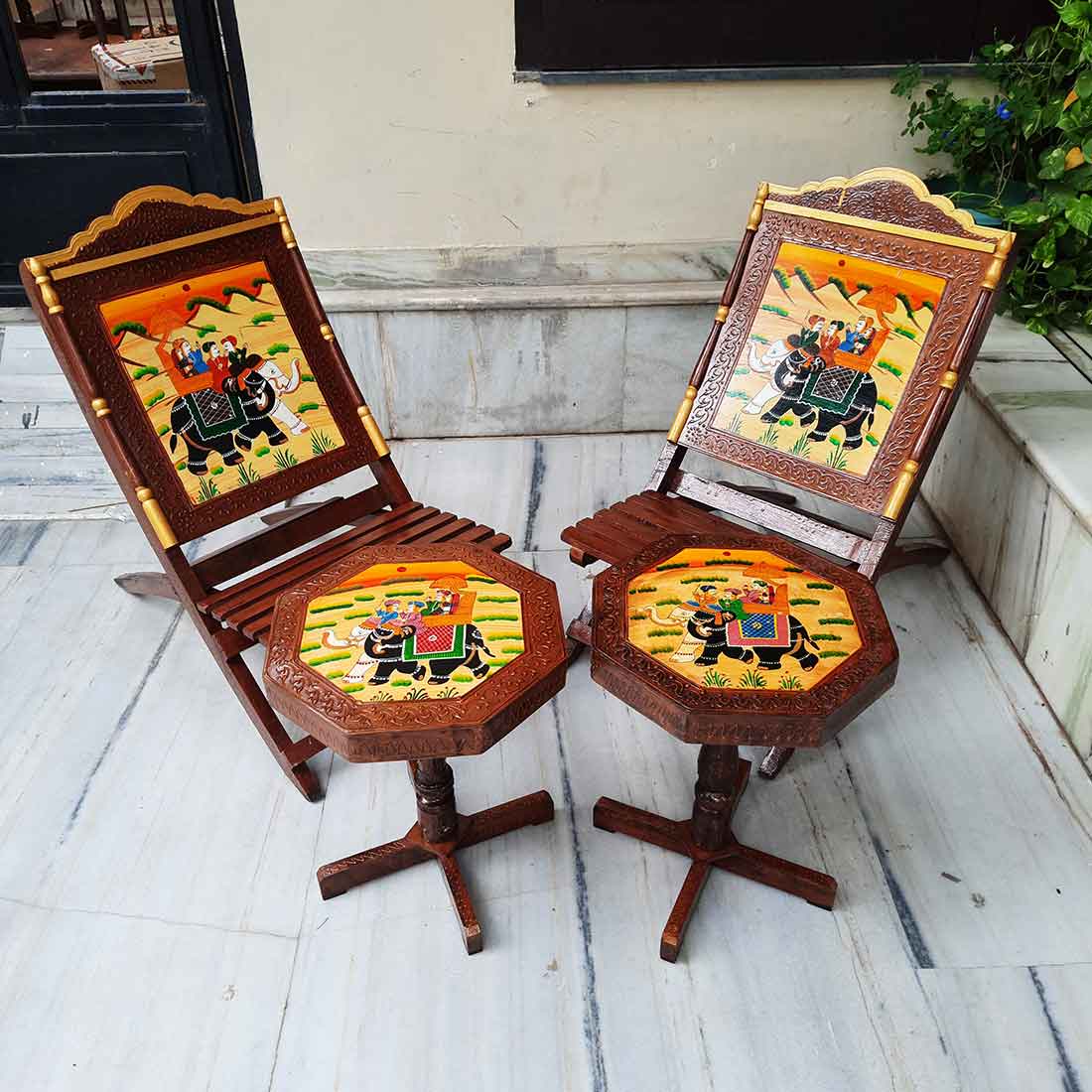 Chair & Side Table Set - For Living Room & Outdoor Decor - Set of 4- Apkamart #Style_Style 2