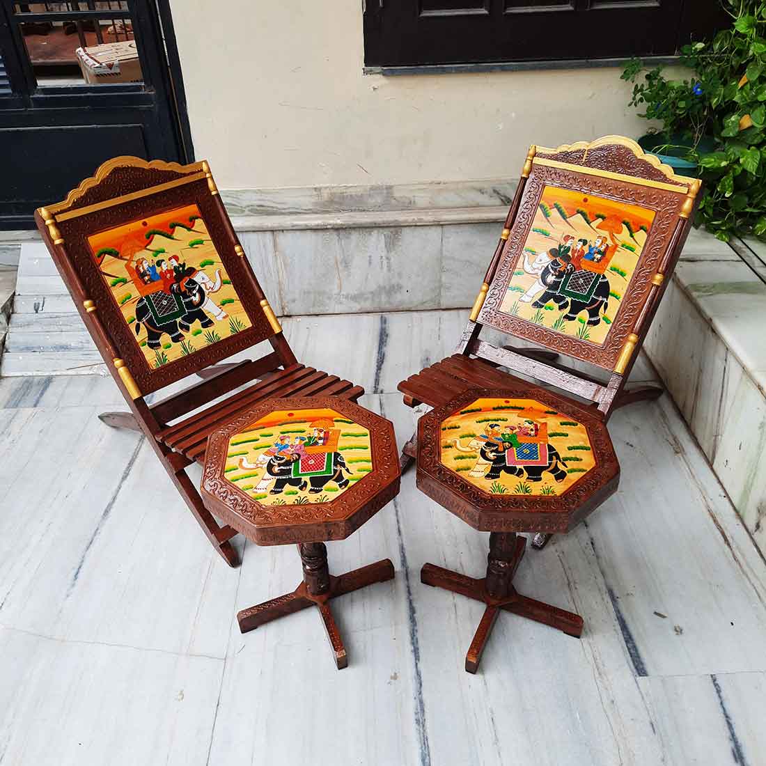 Chair & Side Table Set - For Living Room & Outdoor Decor - Set of 4- Apkamart #Style_Style 2