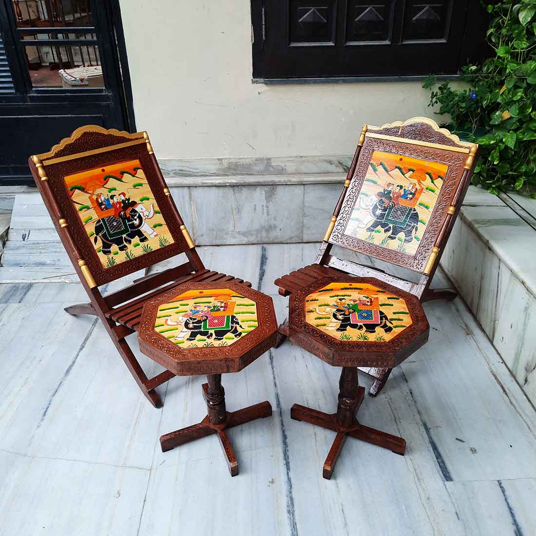 Chair & Side Table Set - For Living Room & Outdoor Decor - Set of 4- Apkamart #Style_Style 2