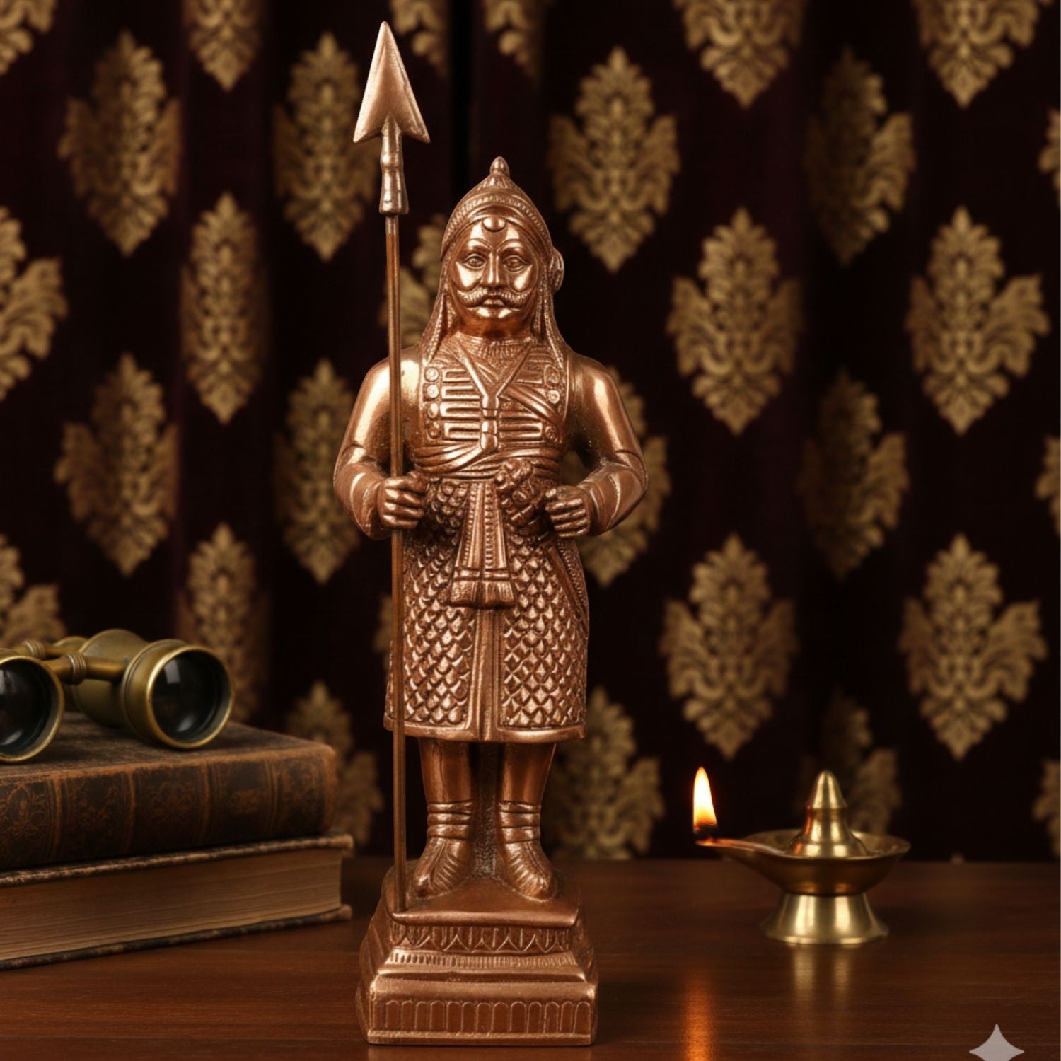 Maharana Pratap Standing Statue Idol | Warrior Showpiece with Sword & Weapon for Home & Office Decor | Alloy Historical Figurine - 12 Inch - Apkamart