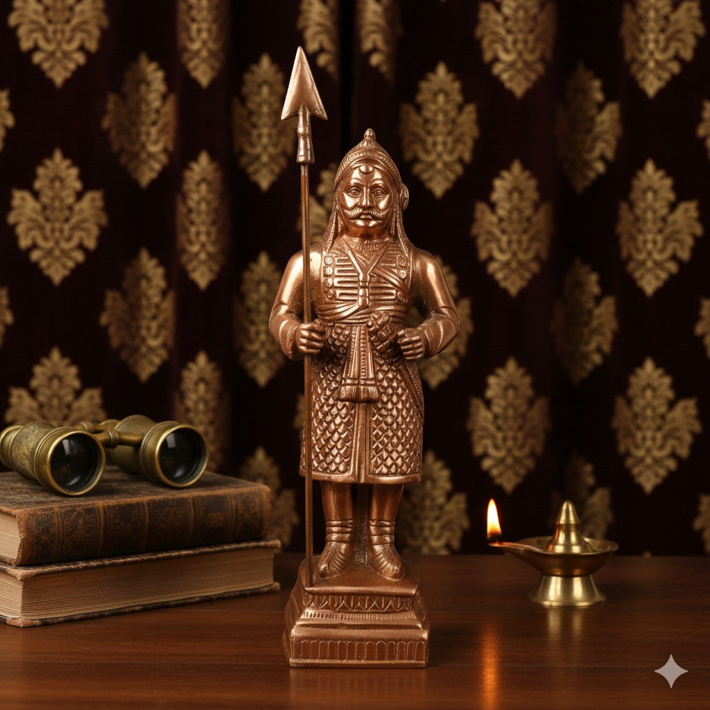 Maharana Pratap Standing Statue Idol | Warrior Showpiece with Sword & Weapon for Home & Office Decor | Alloy Historical Figurine - 12 Inch - Apkamart