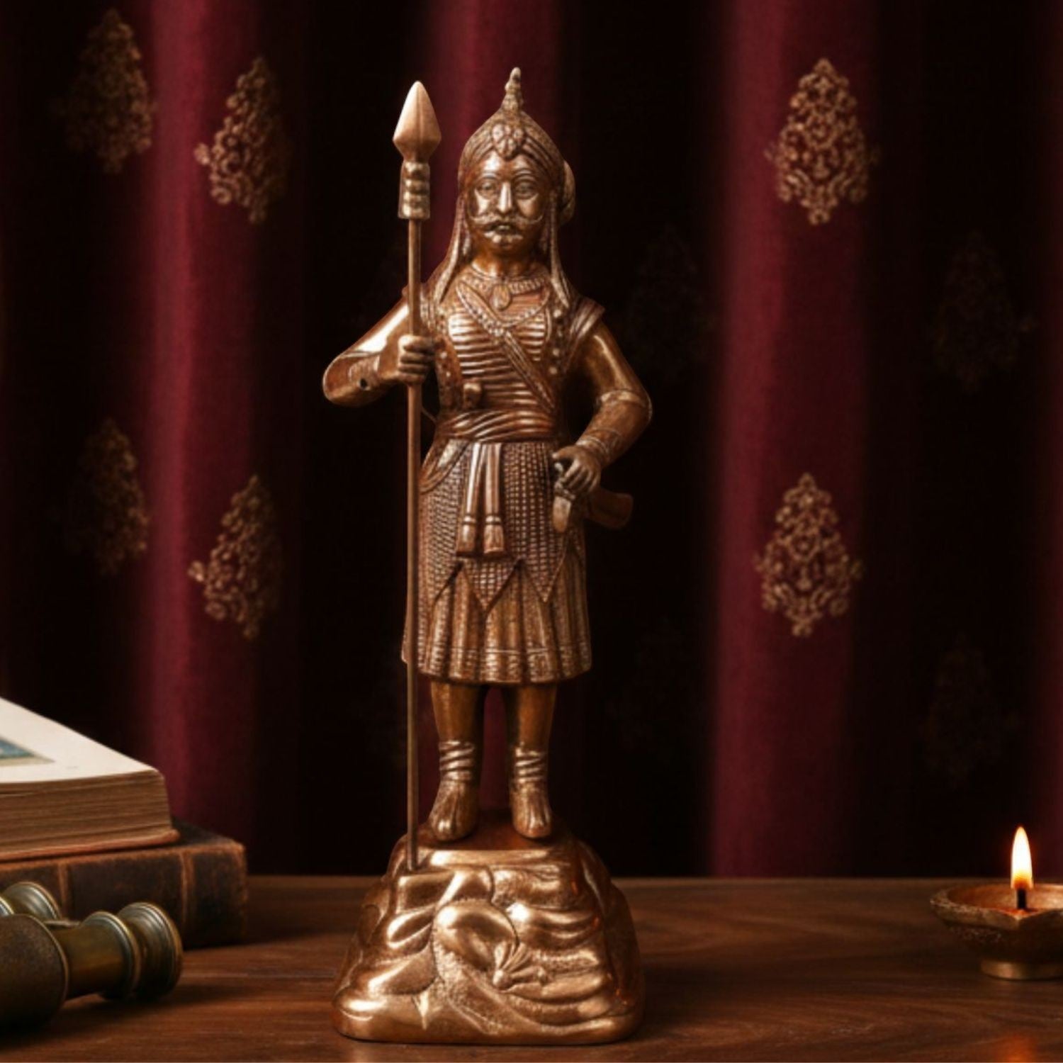 Maharana Pratap Statue Idol | Alloy Warrior Showpiece for Home & Office Decor | Historical Decorative Figurine & Gift - 17 Inch - Apkamart