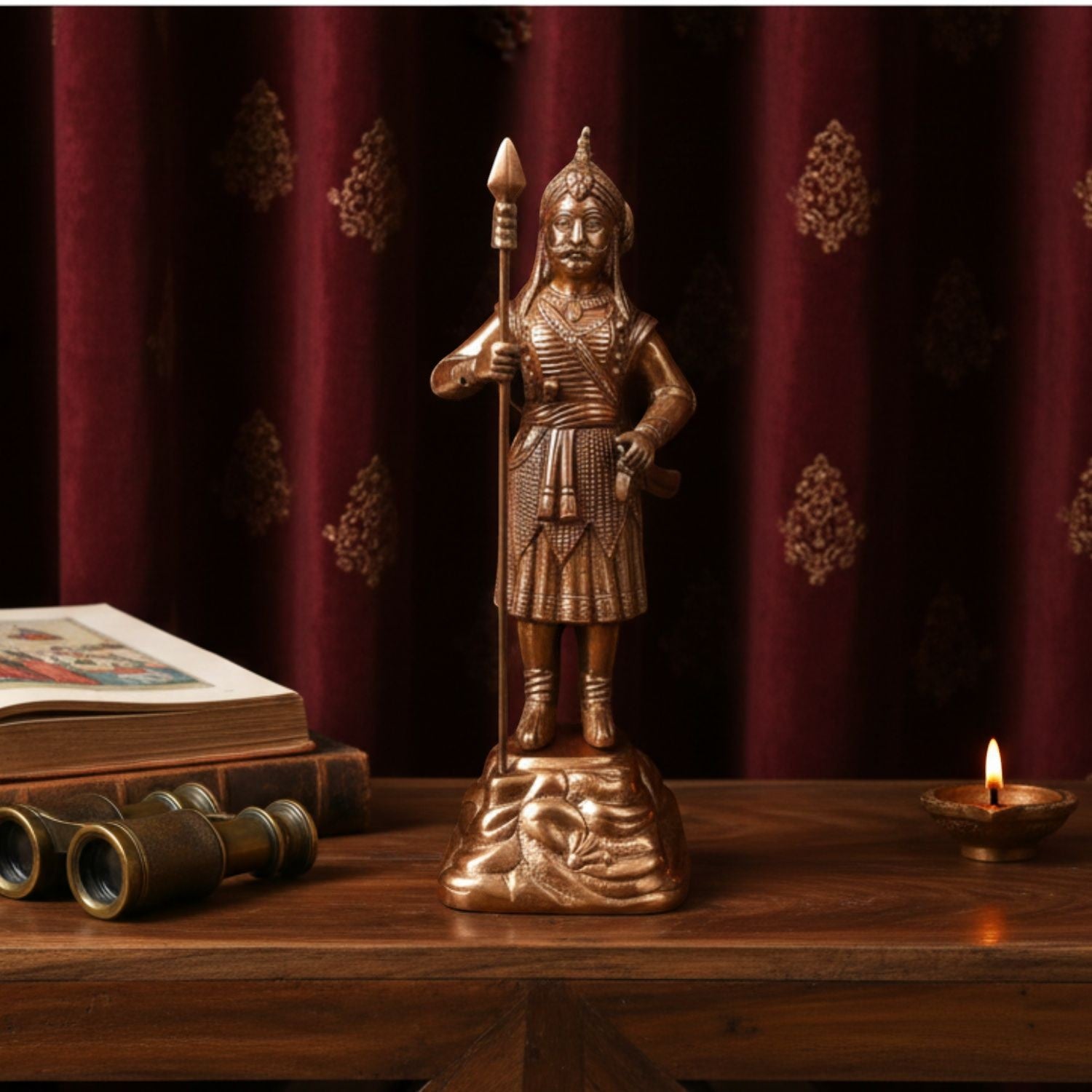 Maharana Pratap Statue Idol | Alloy Warrior Showpiece for Home & Office Decor | Historical Decorative Figurine & Gift - 17 Inch - Apkamart