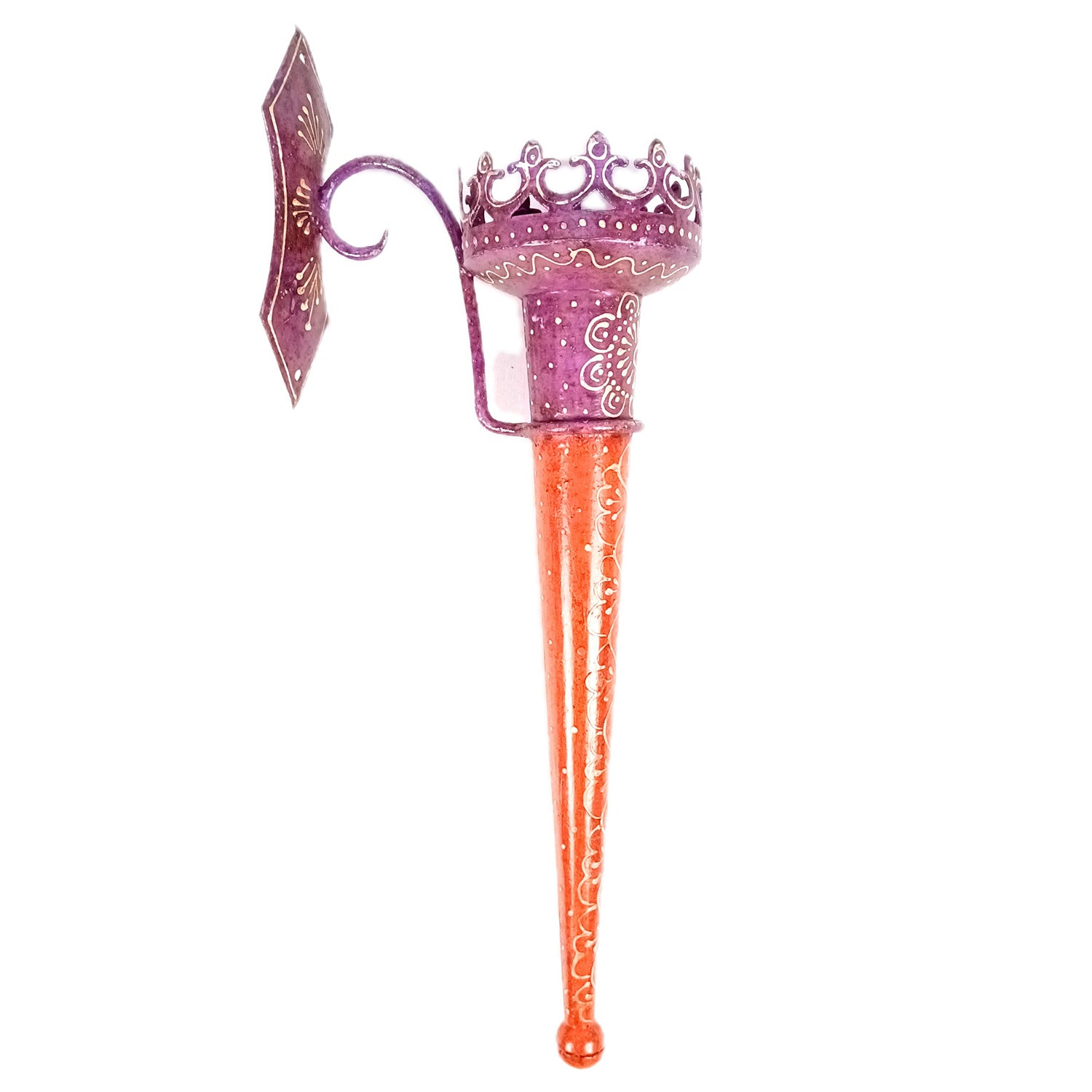 Mashaal Candle Holder | Rustic Mashaal Torch Shaped Tea Light Holder With Antique Finish - For Vintage Decor, Home, Hotels, Resorts, Restaurants - 18 Inch (Pack Of 2) - Apkamart