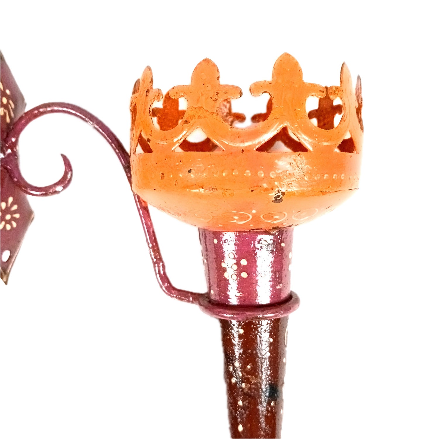 Mashaal Tea Light Candle Holder | Rustic Mashaal Iron Torch With Antique Finish - For Vintage Decor, Home, Hotels, Resorts, Restaurants - 14 Inch - Apkamart