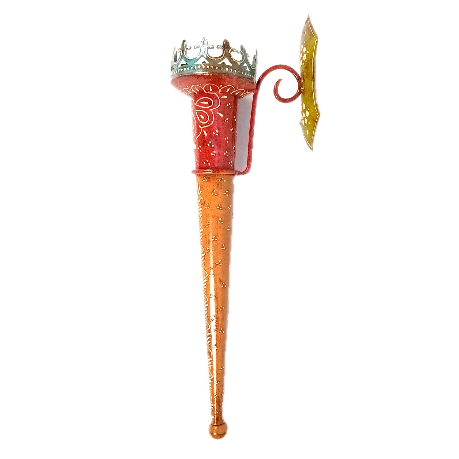 Mashaal Tea Light Candle Holder | Rustic Mashaal Iron Torch With Antique Finish - For Vintage Decor, Home, Hotels, Resorts, Restaurants - 25 Inch - Apkamart