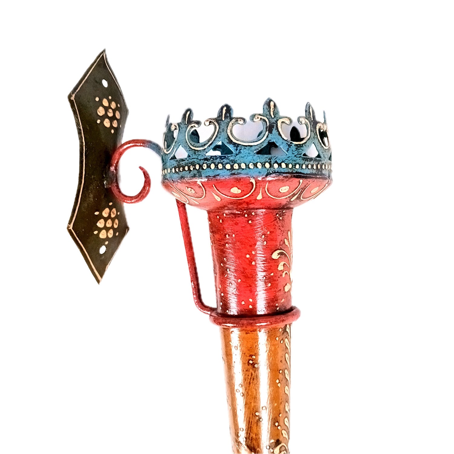 Mashaal Tea Light Candle Holder | Rustic Mashaal Iron Torch With Antique Finish - For Vintage Decor, Home, Hotels, Resorts, Restaurants - 18 Inch - Apkamart