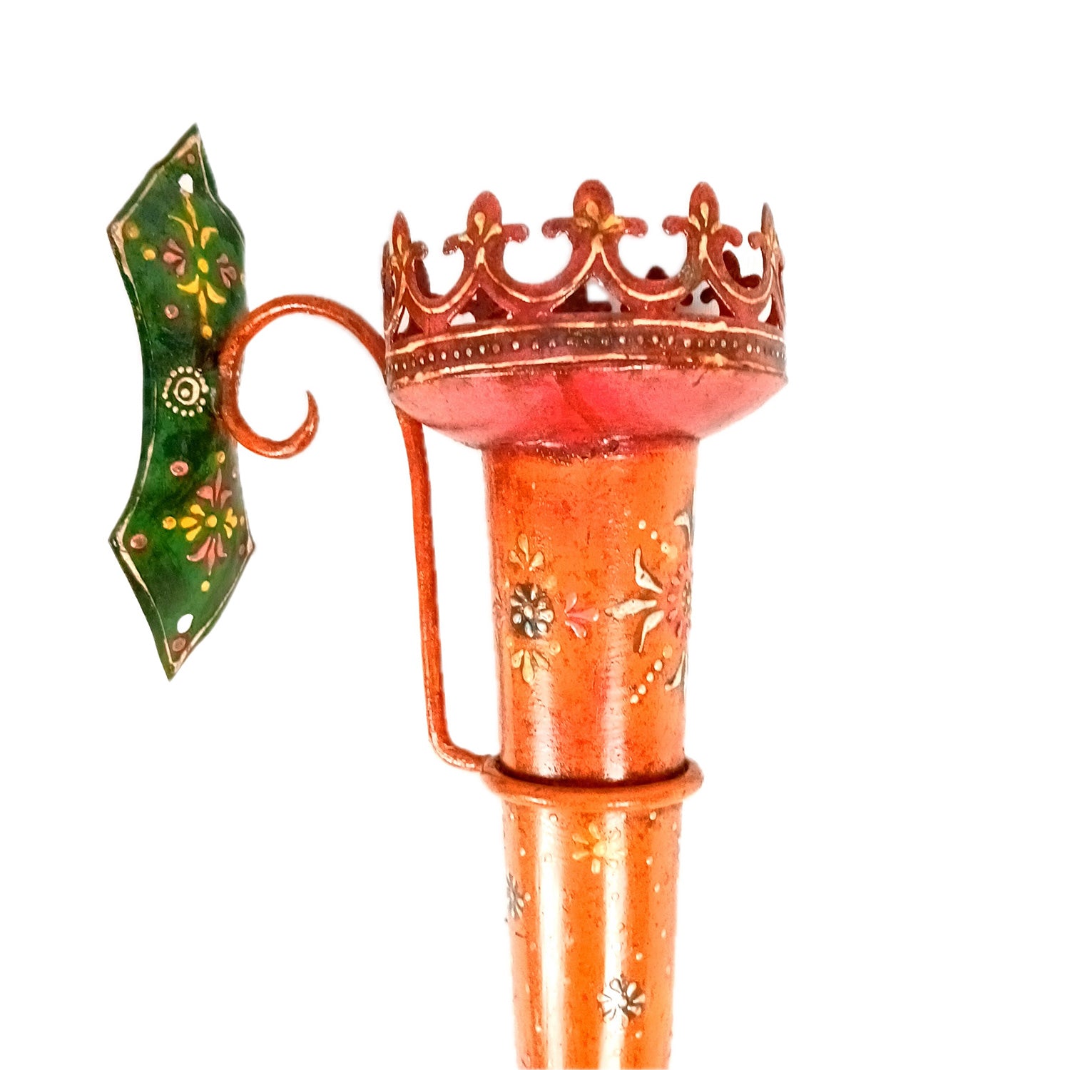 Mashal Tea Light Candle Holder Stand | Mashaal Olympic Iron Torch With Antique Finish - For Home & Rustic Wall Decor, Living Room - 25 Inch - Apkamart