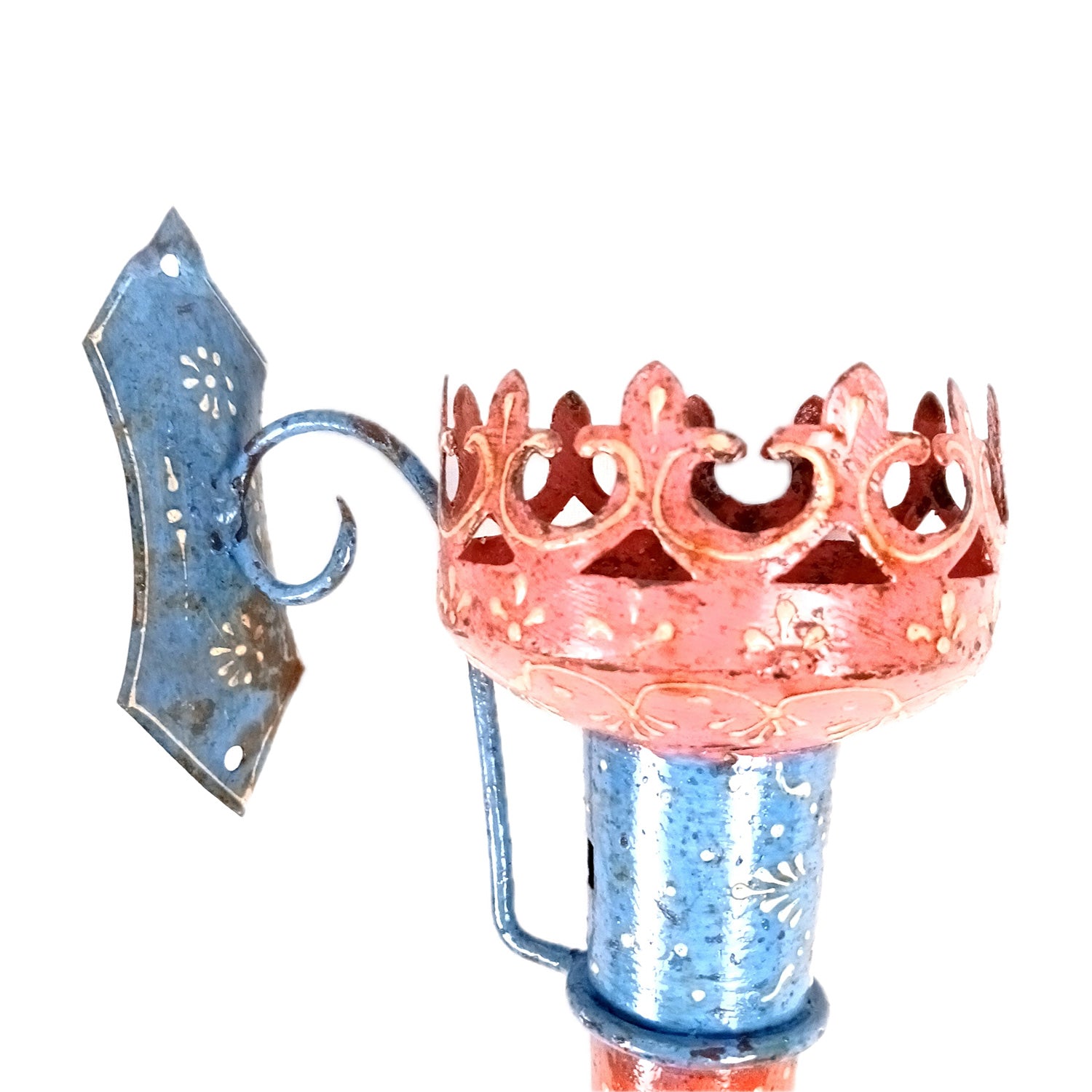 Mashaal Candle Holder | Rustic Mashaal Torch Shaped Tea Light Holder With Antique Finish - For Vintage Decor, Home, Hotels, Resorts, Restaurants - 15 Inch - Apkamart
