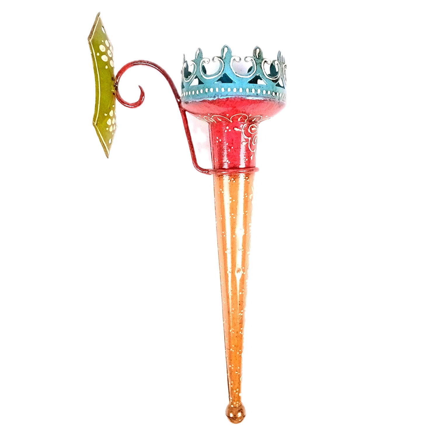 Mashaal Candle Holder | Rustic Mashaal Torch Shaped Tea Light Holder With Antique Finish - For Vintage Decor, Home, Hotels, Resorts, Restaurants - 15 Inch (Pack Of 2) - Apkamart