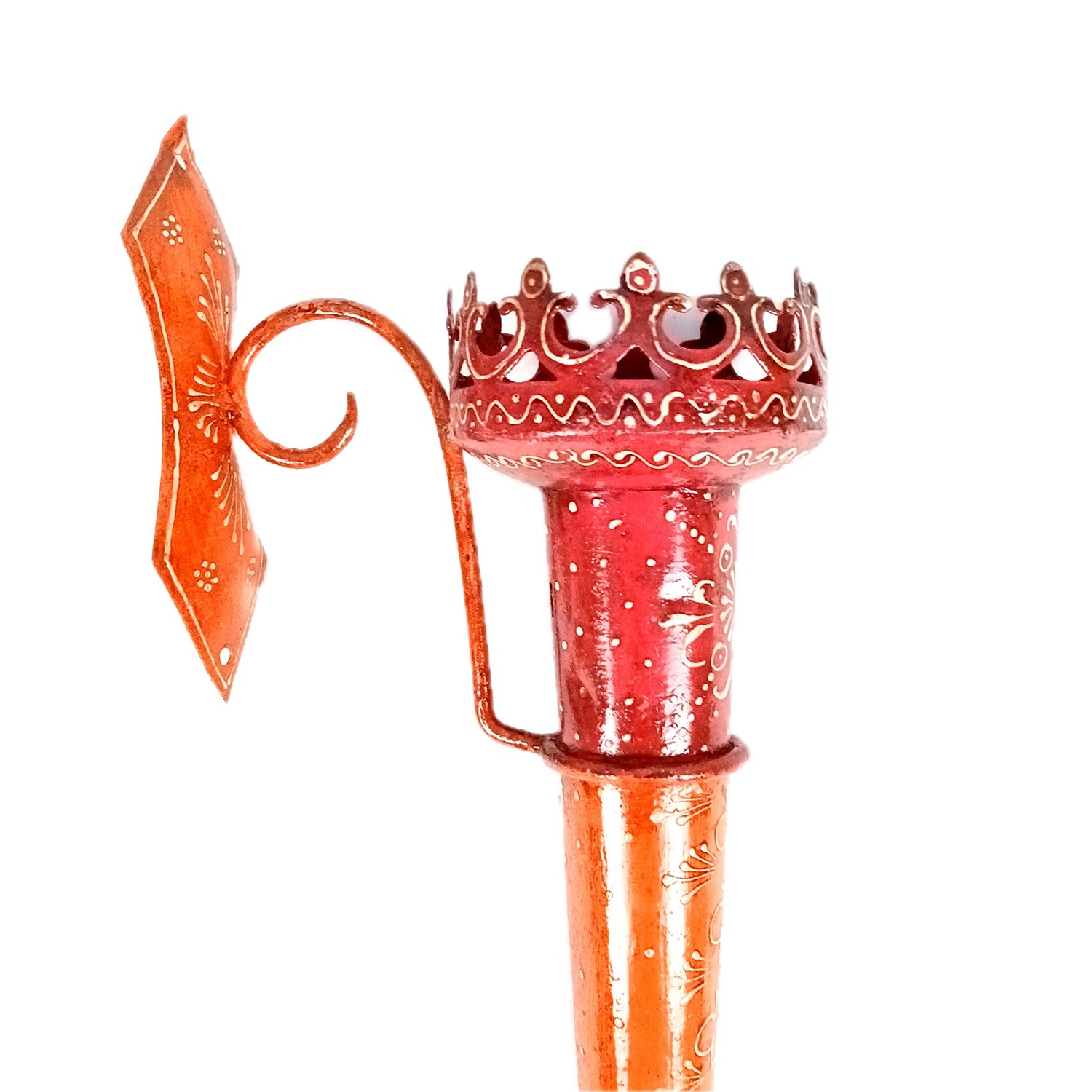 Mashal Tea Light Candle Holder Stand | Mashaal Olympic Iron Torch With Antique Finish - For Home & Rustic Wall Decor, Living Room - 25 Inch - Apkamart