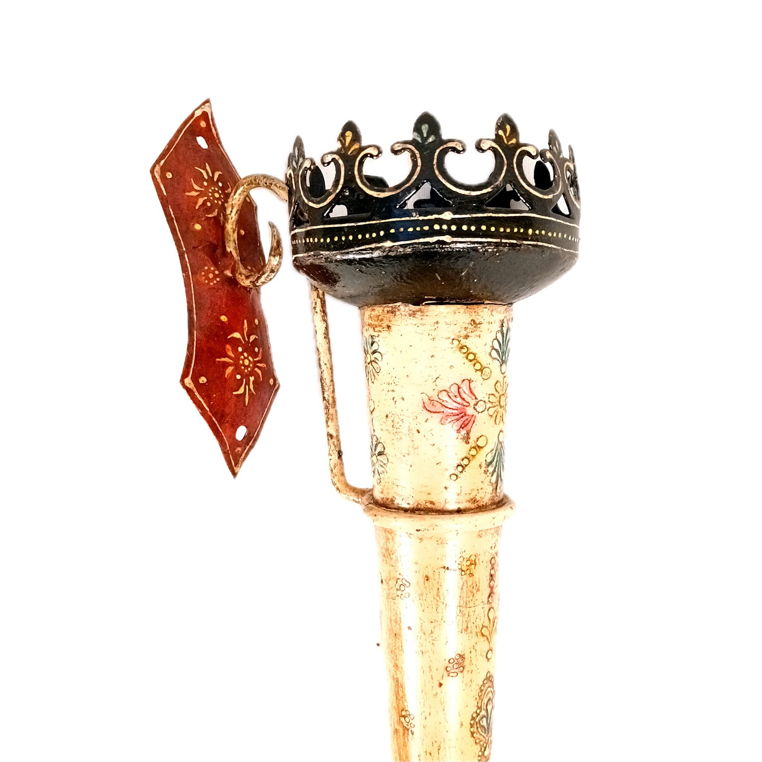 Mashaal Tea Light Candle Holder | Rustic Mashaal Iron Torch With Antique Finish - For Vintage Decor, Home, Hotels, Resorts, Restaurants - 25 Inch (Pack Of 2) - Apkamart