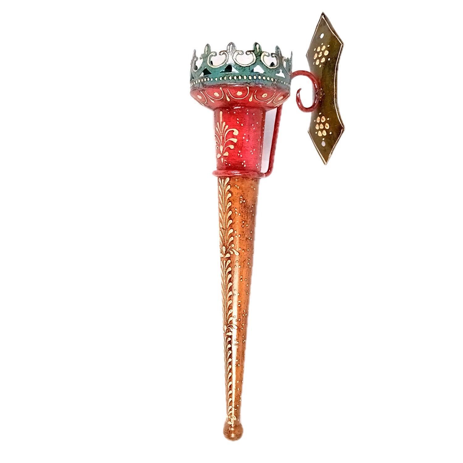 Mashaal Candle Holder | Rustic Mashaal Torch Shaped Tea Light Holder With Antique Finish - For Vintage Decor, Home, Hotels, Resorts, Restaurants - 18 Inch (Pack Of 2) - Apkamart
