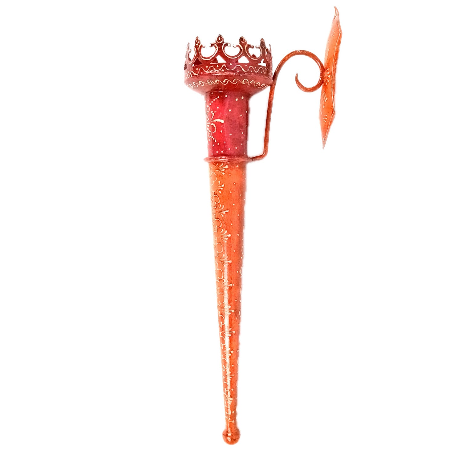 Mashal Tea Light Candle Holder Stand | Mashaal Olympic Iron Torch With Antique Finish - For Home & Rustic Wall Decor, Living Room - 25 Inch - Apkamart