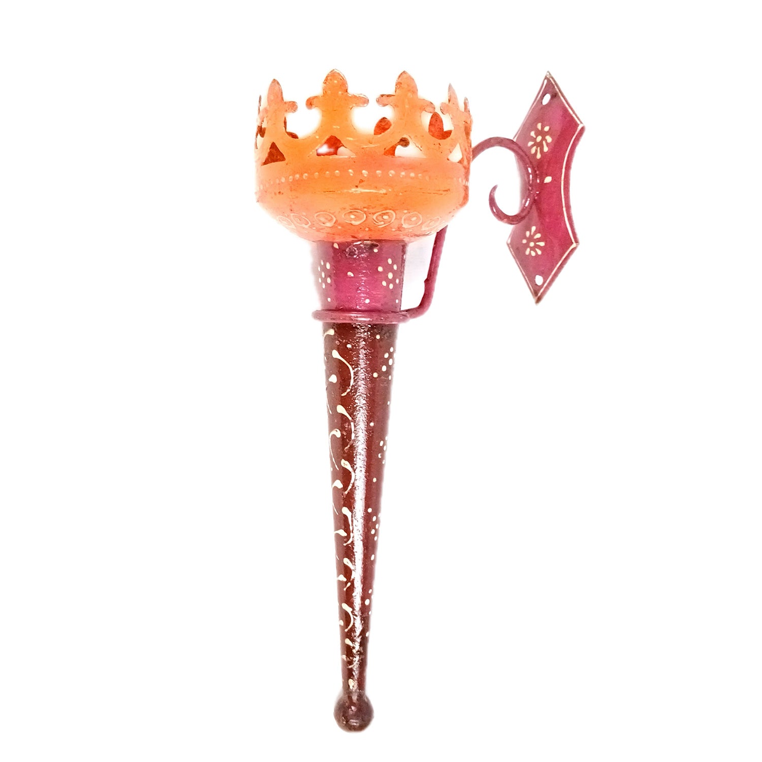 Mashaal Tea Light Candle Holder | Rustic Mashaal Iron Torch With Antique Finish - For Vintage Decor, Home, Hotels, Resorts, Restaurants - 14 Inch - Apkamart