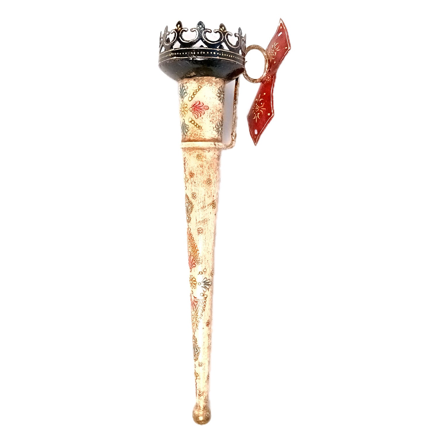 Mashal Tea Light Candle Holder Stand | Mashaal Olympic Iron Torch With Antique Finish - For Home & Rustic Wall Decor, Living Room - 25 Inch - Apkamart