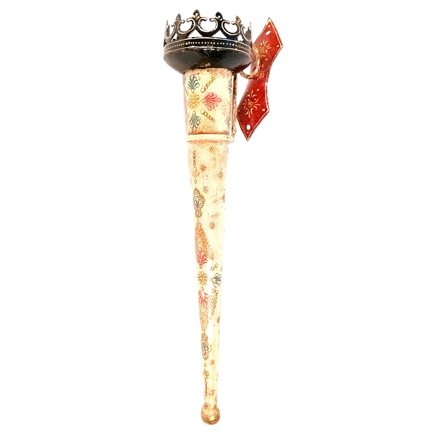 Mashal Tea Light Candle Holder Stand | Mashaal Olympic Iron Torch With Antique Finish - For Home & Rustic Wall Decor, Living Room - 25 Inch - Apkamart