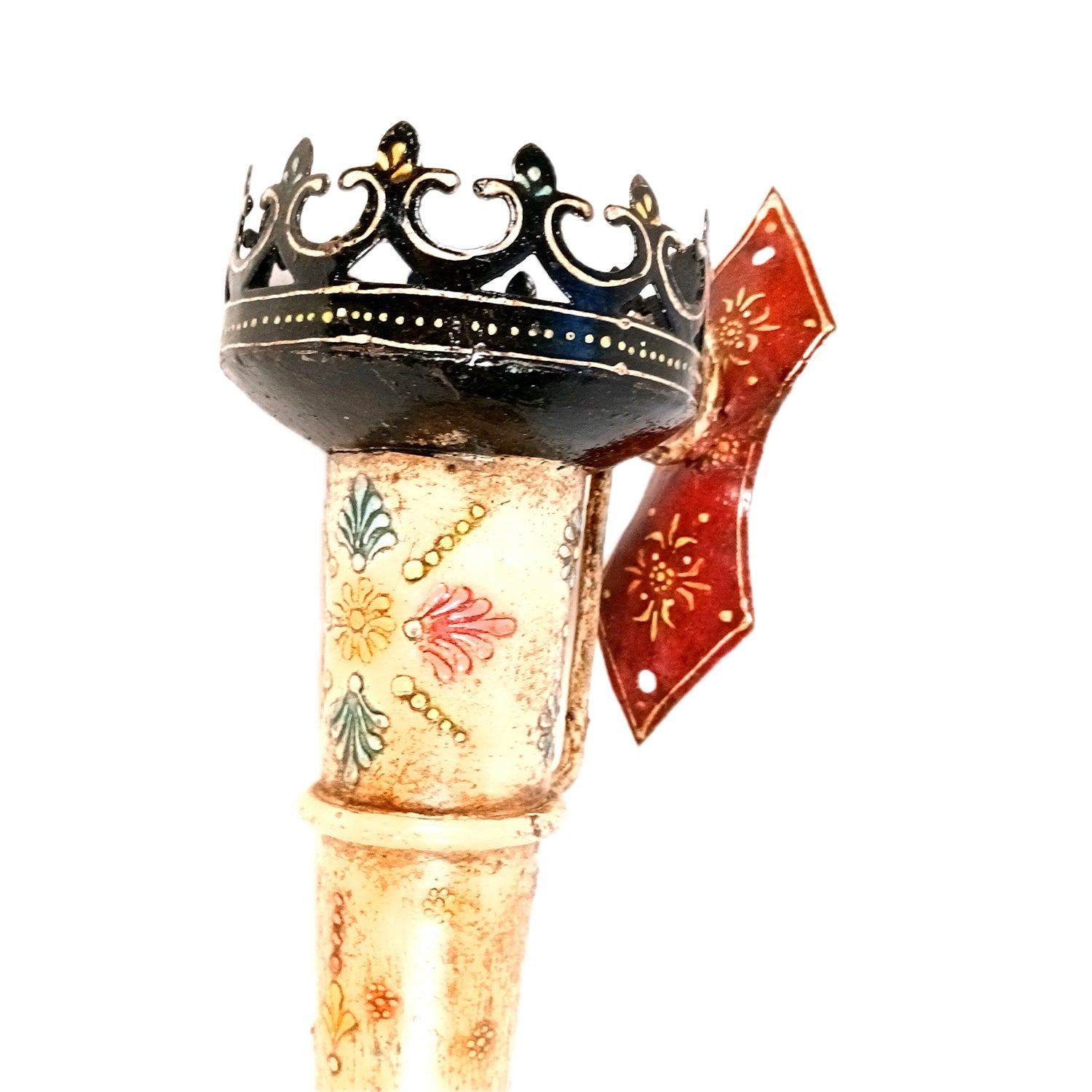 Mashal Tea Light Candle Holder Stand | Mashaal Olympic Iron Torch With Antique Finish - For Home & Rustic Wall Decor, Living Room - 25 Inch - Apkamart