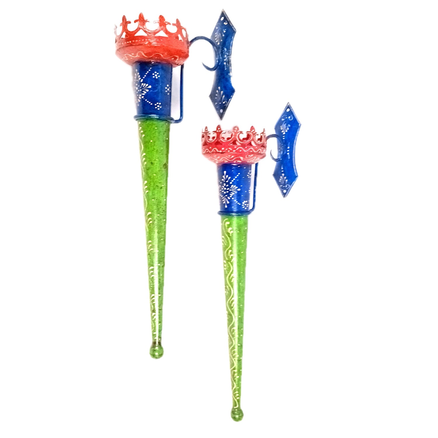 Mashal Candle Holder Stand | Mashaal Tea Light Shaped Torch With Antique Finish - For Home & Rustic Wall Decor, Living Room - 21 Inch (Pack Of 2) - Apkamart