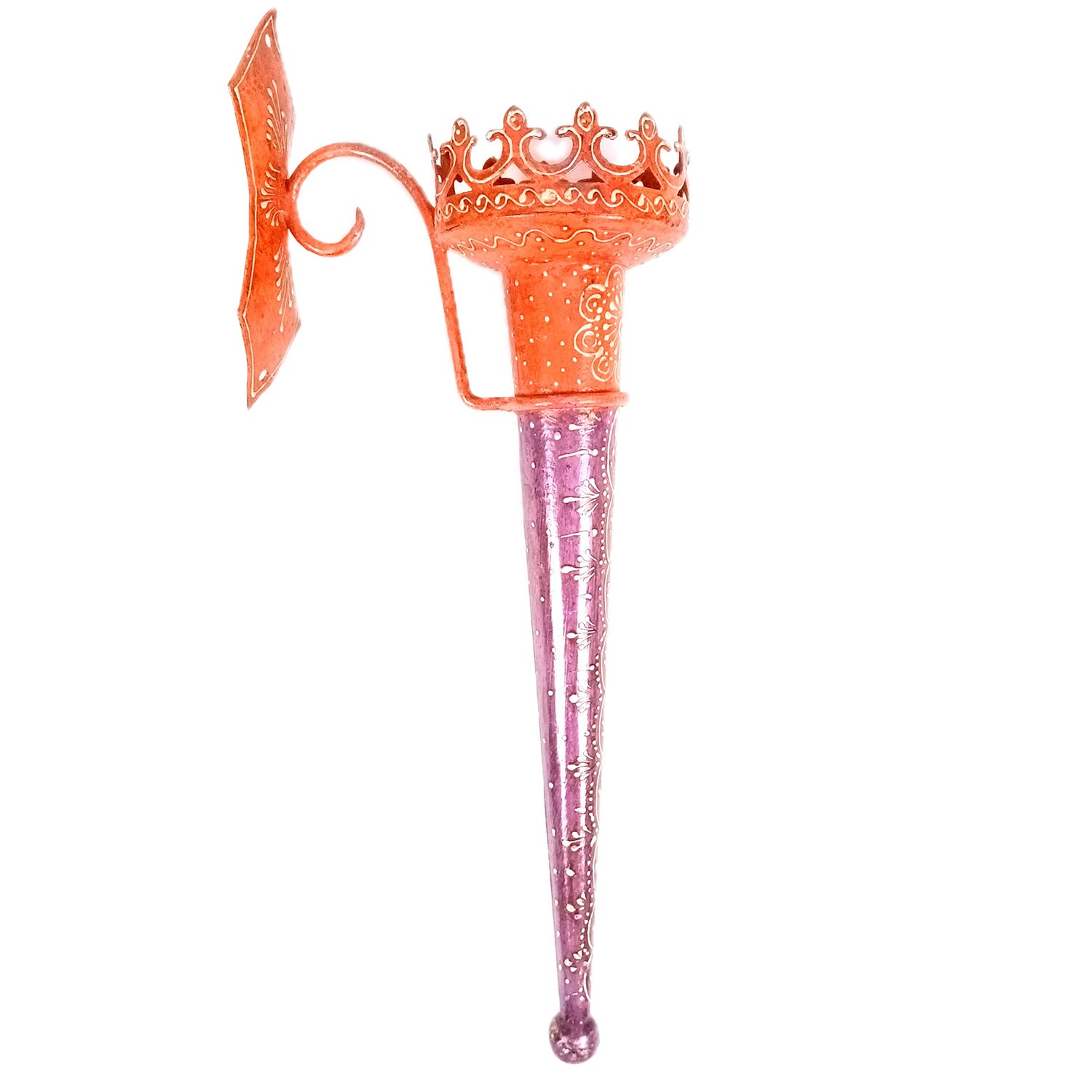 Mashal Tea Light Candle Holder Stand | Mashaal Olympic Iron Torch With Antique Finish - For Home & Rustic Wall Decor, Living Room - 18 Inch (Pack Of 2) - Apkamart