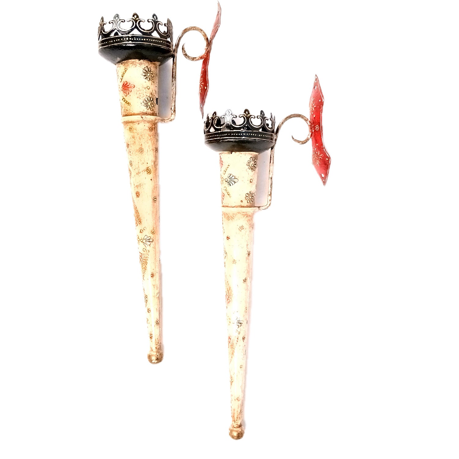 Mashaal Tea Light Candle Holder | Rustic Mashaal Iron Torch With Antique Finish - For Vintage Decor, Home, Hotels, Resorts, Restaurants - 25 Inch (Pack Of 2) - Apkamart