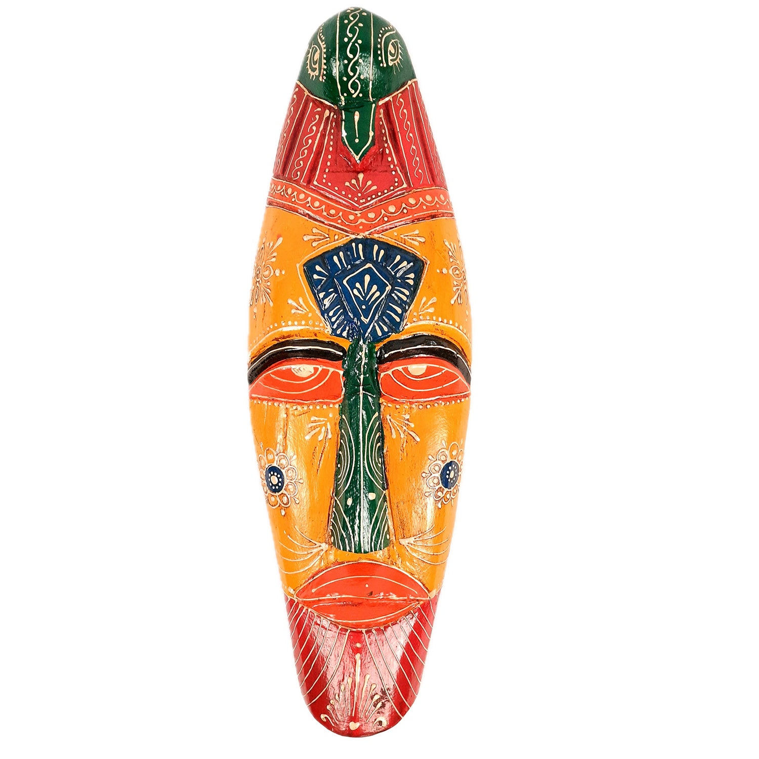 Mask Wall Hanging |Nazar Battu | Tribal Masks for Home Entrance & Living Room - for Home, Door, Hall-Way, Entrance, Balcony Decoration - 18 Inch - Apkamart #color_Yellow