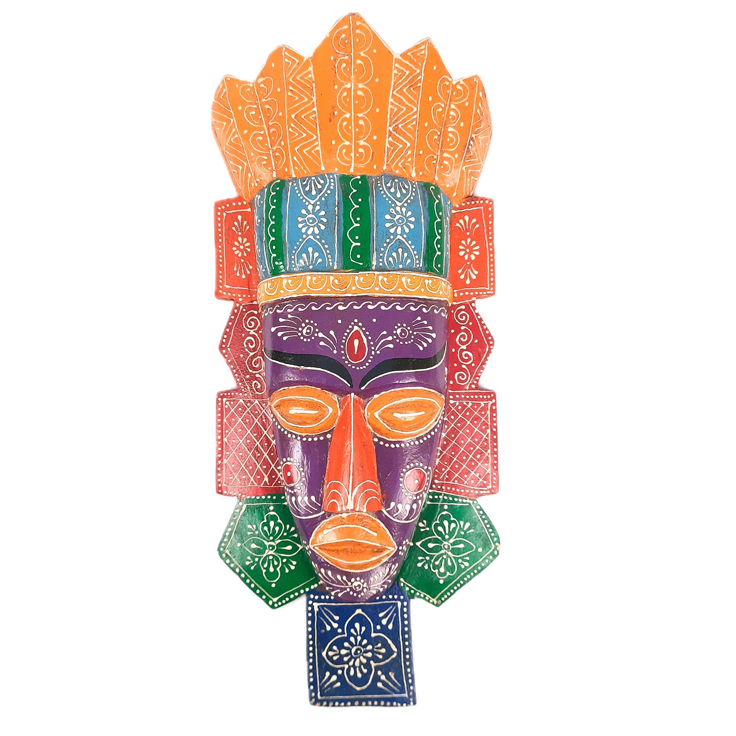 Wall Mask Nazar Battu | Decorative Tribal Masks For Home Entrance & Living Room | African Egyptian Big Face Hanging - For House, Door, Hall-Way, Balcony Decoration - apkamart #Color_Purple
