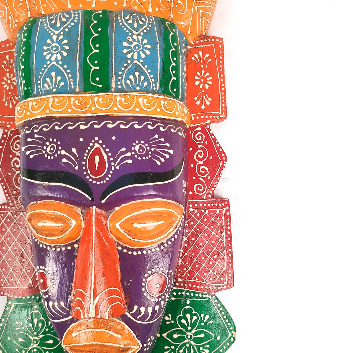 Wall Mask Nazar Battu | Decorative Tribal Masks For Home Entrance & Living Room | African Egyptian Big Face Hanging - For House, Door, Hall-Way, Balcony Decoration - apkamart #Color_Purple