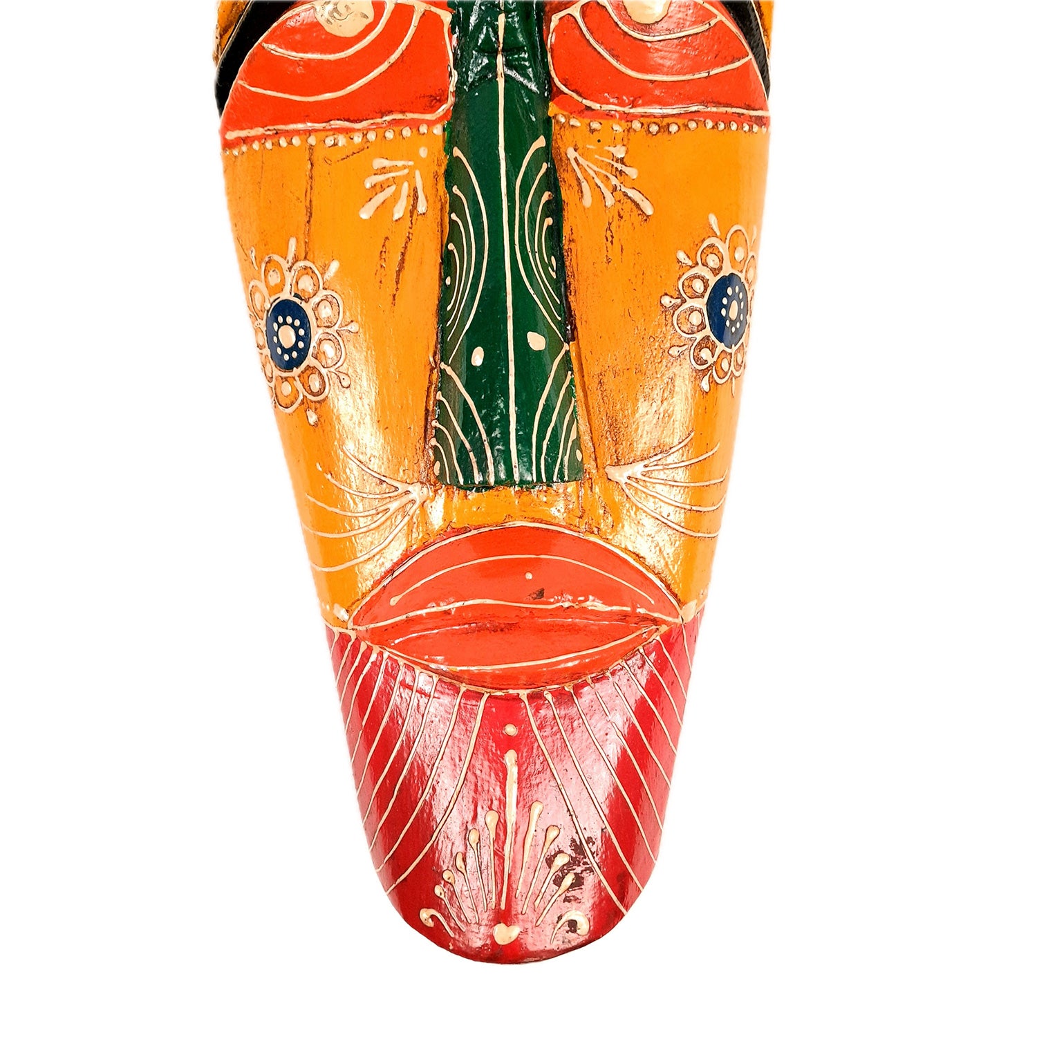 Mask Wall Hanging |Nazar Battu | Tribal Masks for Home Entrance & Living Room - for Home, Door, Hall-Way, Entrance, Balcony Decoration - 18 Inch - Apkamart #color_Yellow