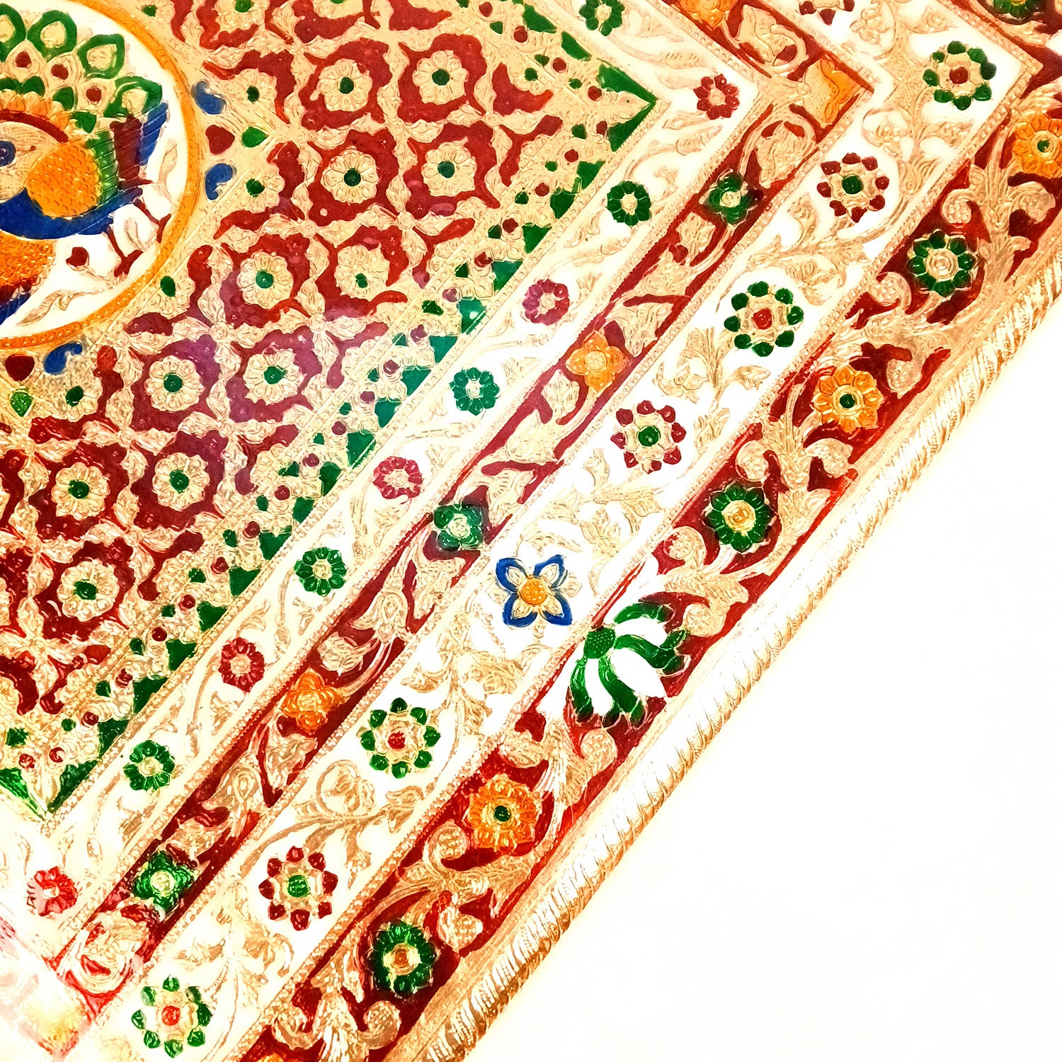 Wooden Puja Chowki Bajot | Stool/Aasan for God Idols | Minakari Chauki Patla/Peeta - for Festivals, Home, Living Room, Corner, Mandir Decoration & Gifts - 24 Inch - Apkamart