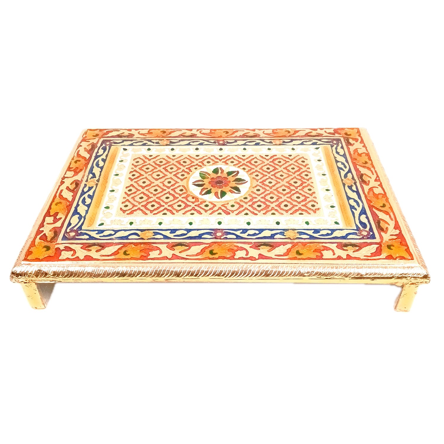 Meenakari Patla Chowki - For Pooja & Home Decoration - 20 Inch - Apkamart