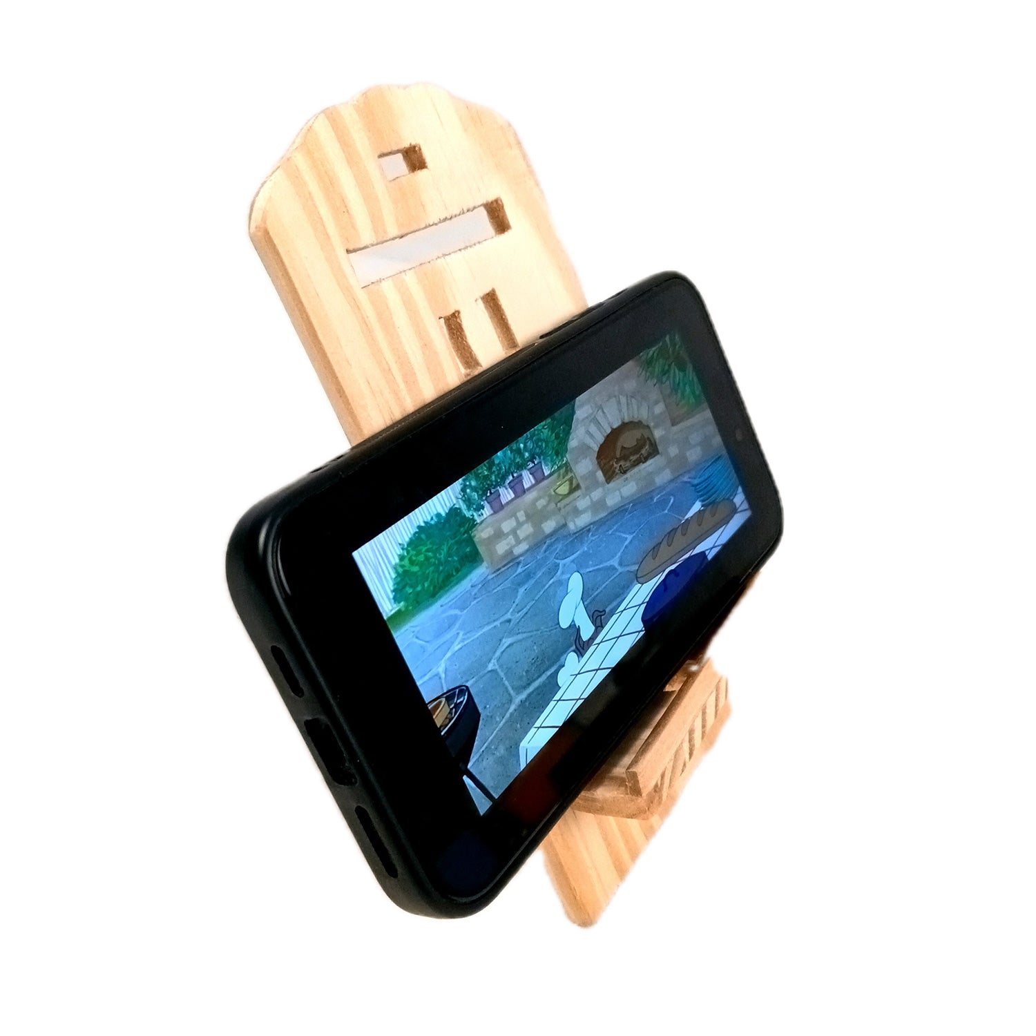 Mobile Holder Stand | Wooden Cell Phone Stand Holder | Desk Organizer - For Table, Bed, Office Desk, Home Decor & Gifts - 7 Inch - Apkamart