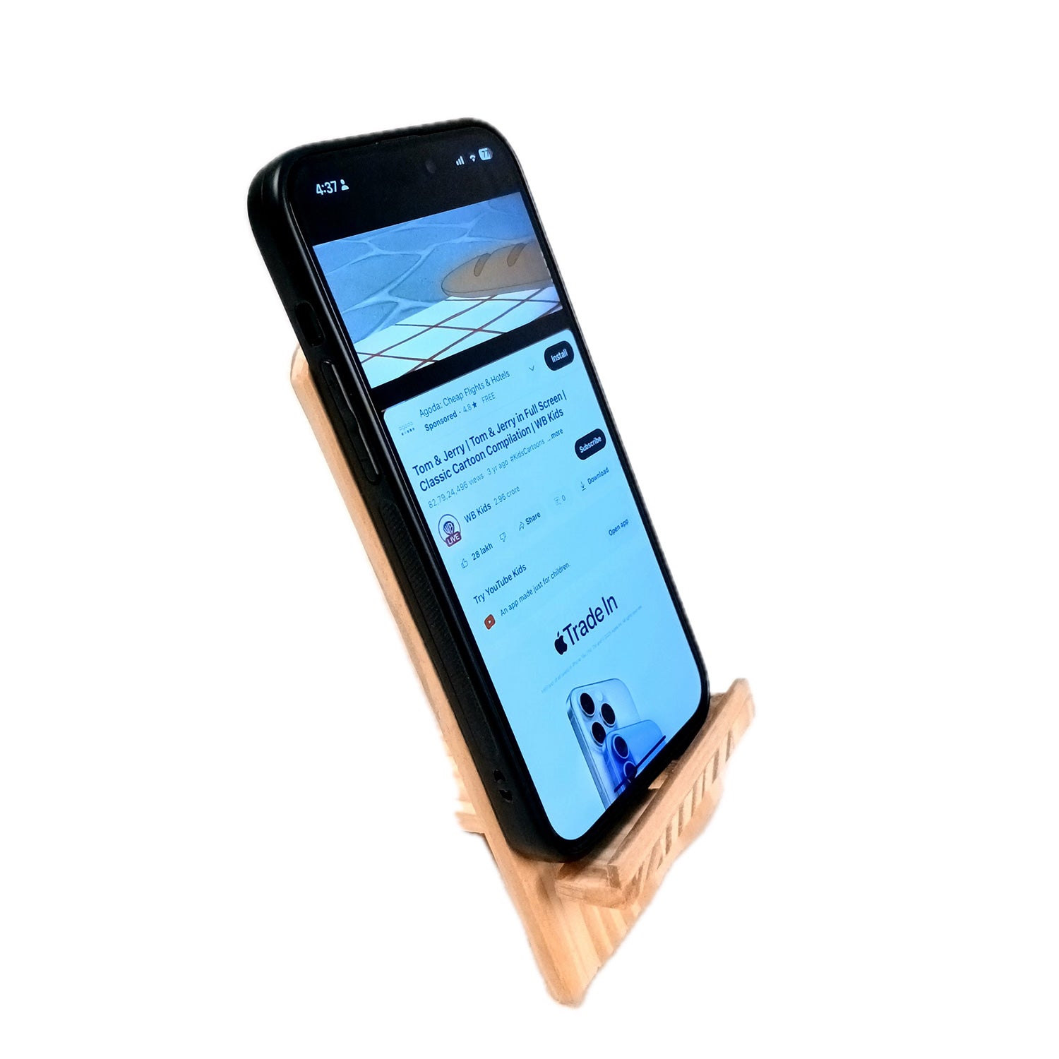 Mobile Holder Stand | Wooden Cell Phone Stand Holder | Desk Organizer - For Table, Bed, Office Desk, Home Decor & Gifts - 7 Inch - Apkamart
