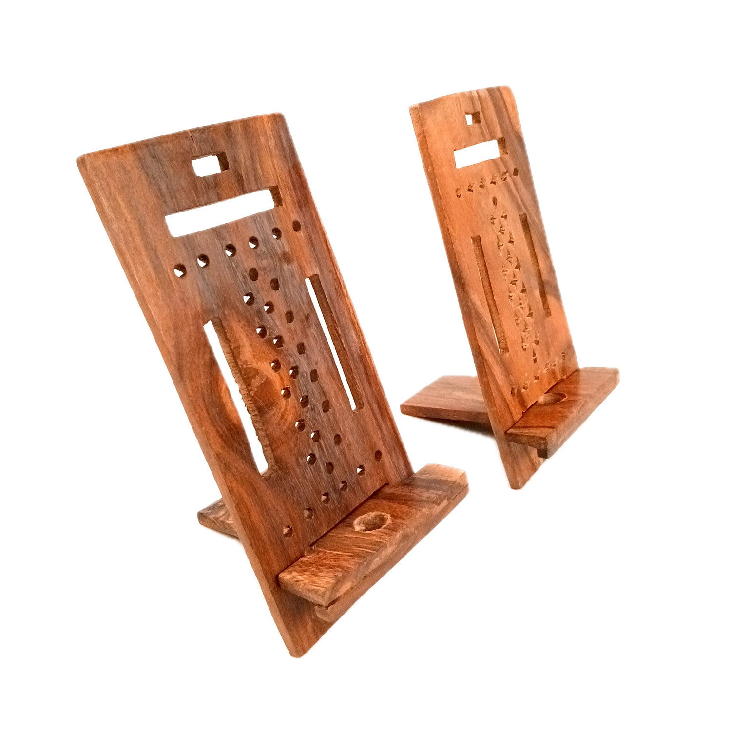 Mobile Holder Stand | Wooden Cell Phone Stand Holder | Desk Organizer - For Table, Bed, Office Desk, Home Decor & Gifts - 7 Inch (Pack Of 2) - Apkamart