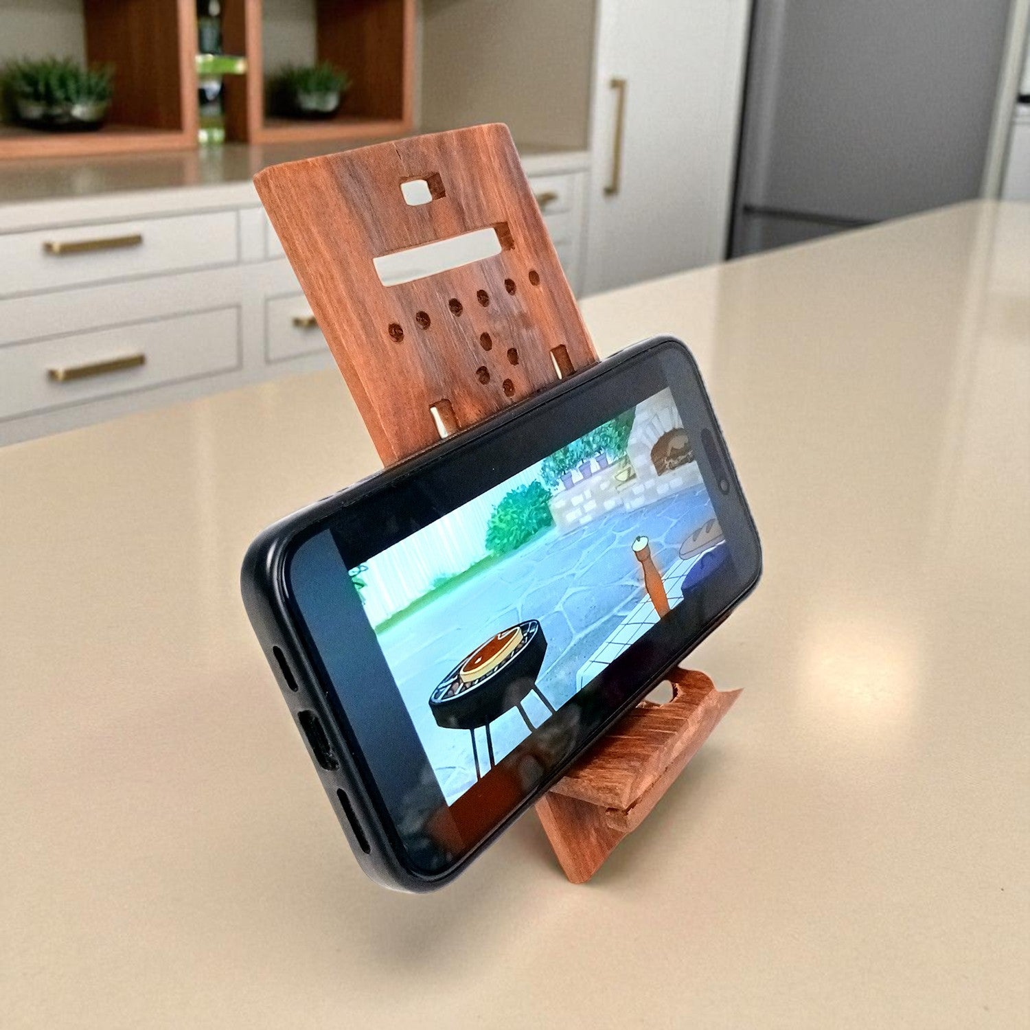 Mobile Holder Stand | Wooden Cell Phone Stand Holder | Desk Organizer - For Table, Bed, Office Desk, Home Decor & Gifts - 7 Inch - Apkamart