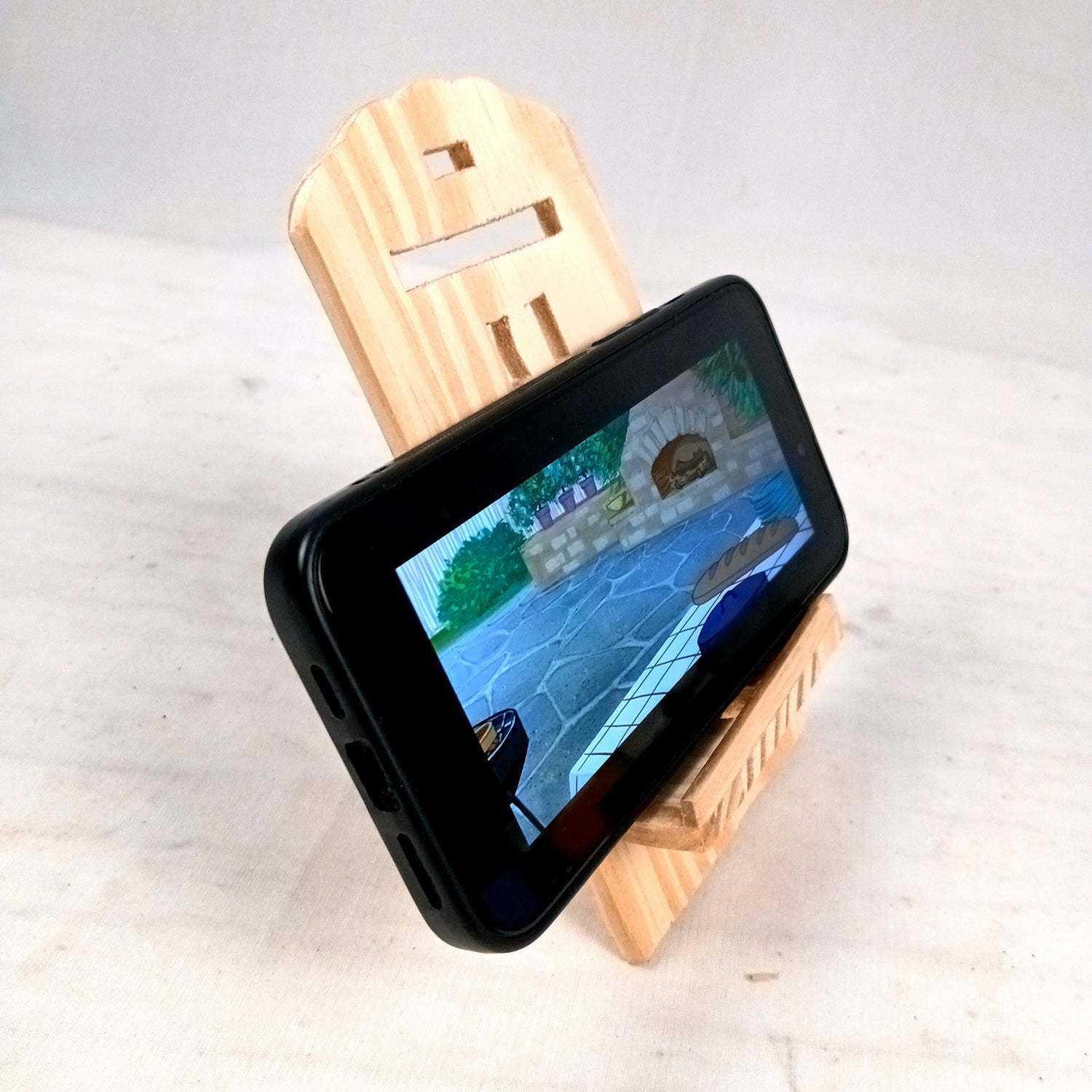 Mobile Holder Stand | Wooden Cell Phone Stand Holder | Desk Organizer - For Table, Bed, Office Desk, Home Decor & Gifts - 7 Inch - Apkamart
