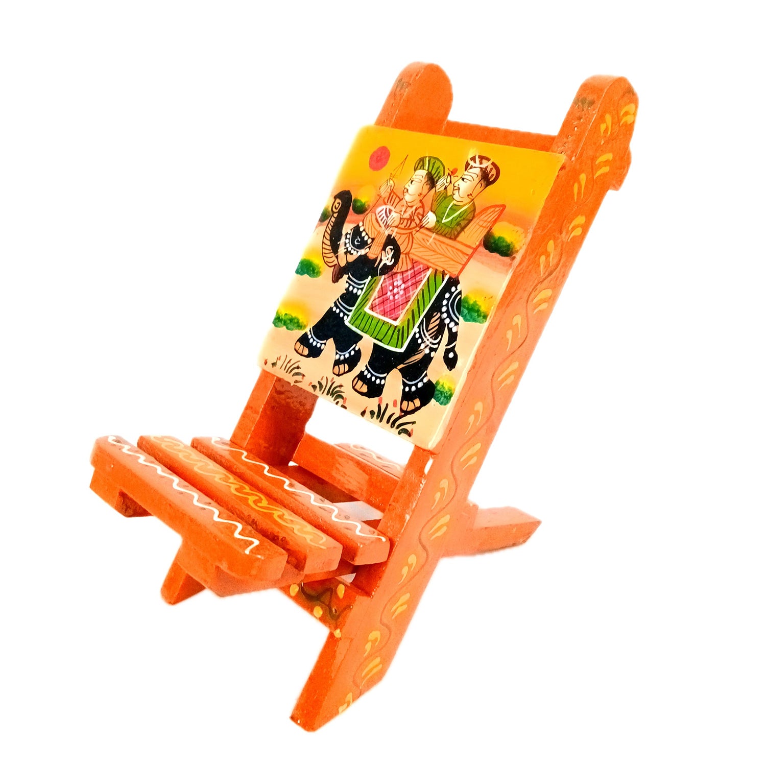 Mobile Holder Stand | Folding Chair Miniature Showpiece | Cell Phone Stand Holder - For Table, Bed, Office Desk, Home Decor & Gifts - 7 Inch - Apkamart
