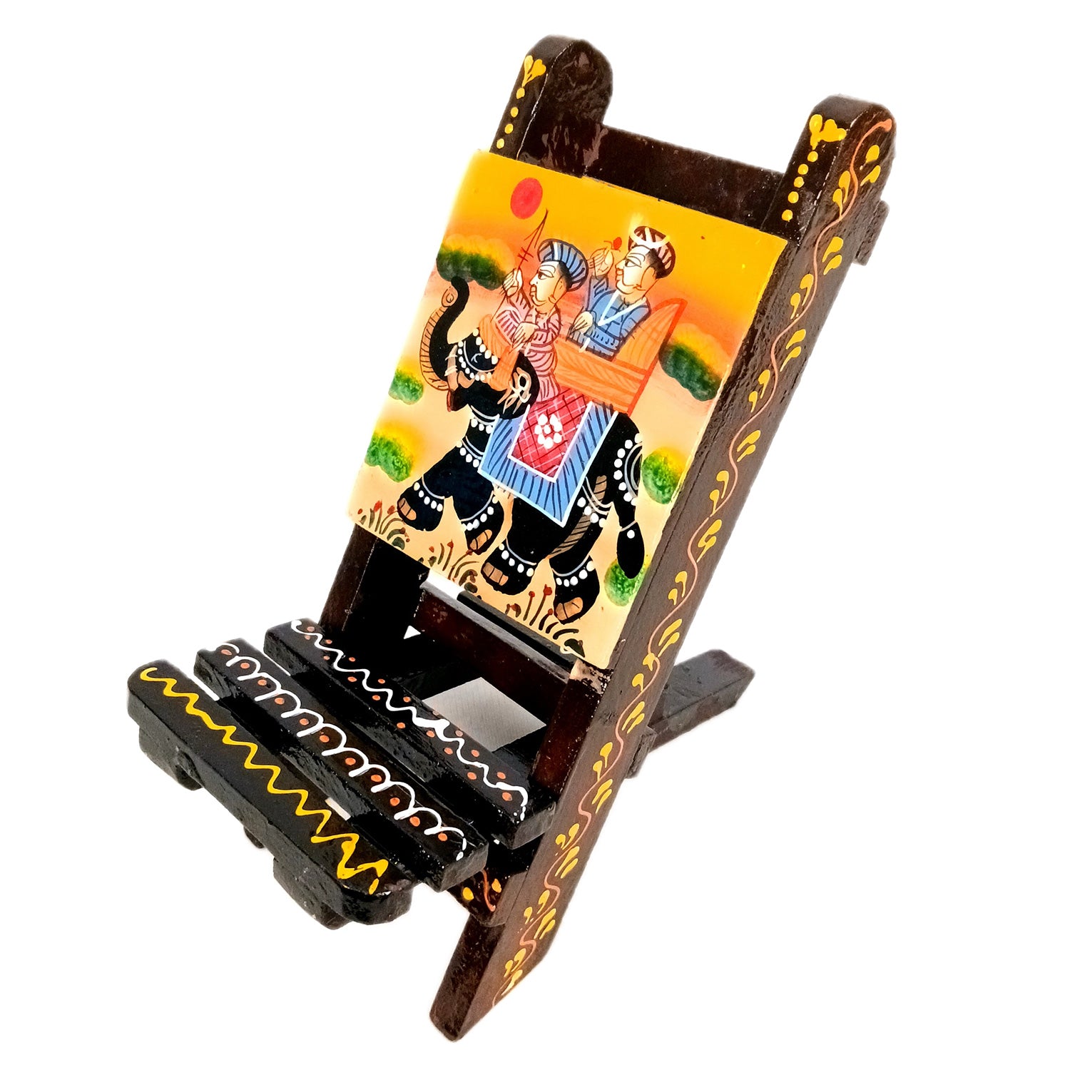 Mobile Holder Stand | Folding Chair Miniature Showpiece | Cell Phone Stand Holder - For Table, Bed, Office Desk, Home Decor & Gifts - 7 Inch (Pack of 2) - Apkamart