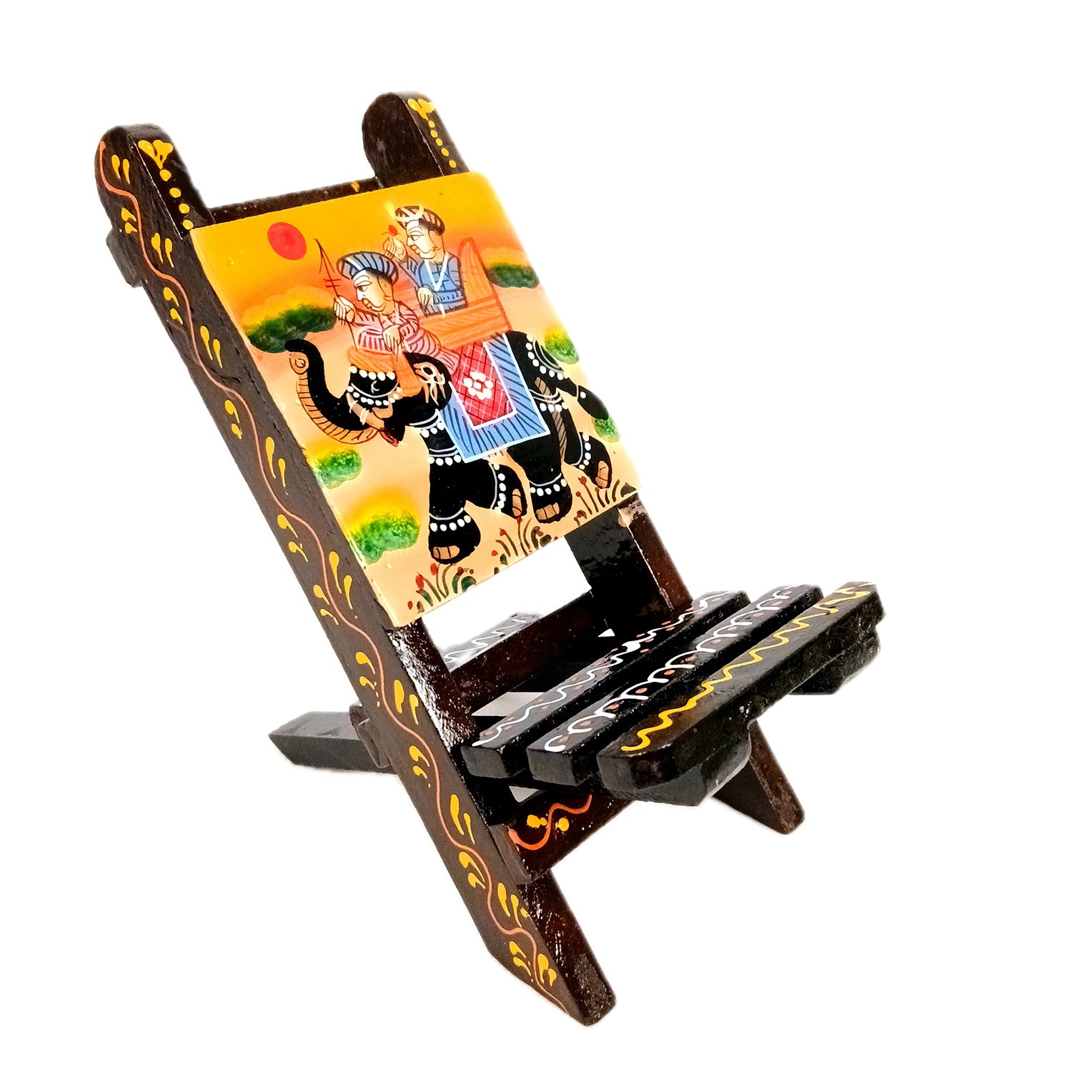 Mobile Holder Stand | Folding Chair Miniature Showpiece | Cell Phone Stand Holder - For Table, Bed, Office Desk, Home Decor & Gifts - 7 Inch - Apkamart