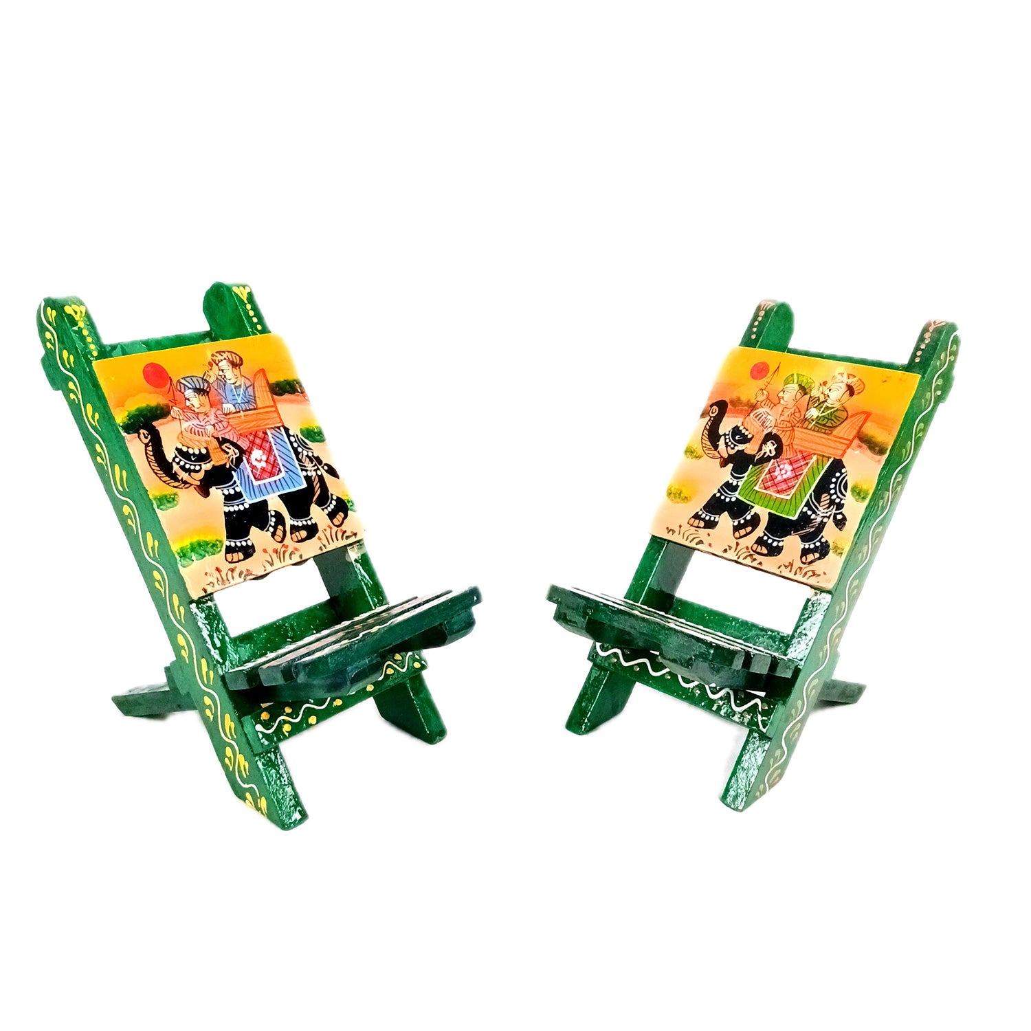 Mobile Holder Stand | Folding Chair Miniature Showpiece | Cell Phone Stand Holder - For Table, Bed, Office Desk, Home Decor & Gifts - 7 Inch (Pack of 2) - Apkamart