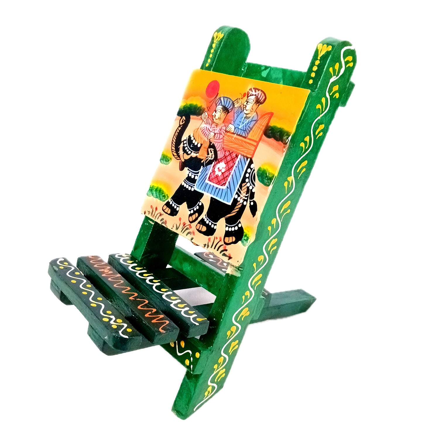 Mobile Holder Stand | Folding Chair Miniature Showpiece | Cell Phone Stand Holder - For Table, Bed, Office Desk, Home Decor & Gifts - 7 Inch - Apkamart