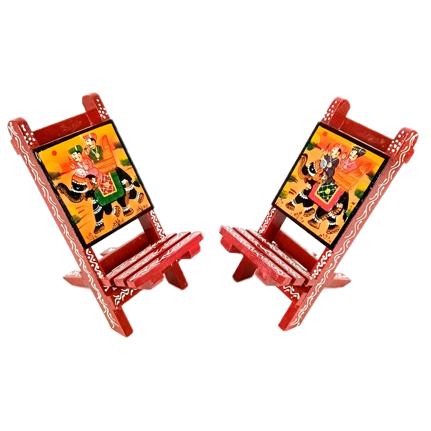 Mobile Holder Stand | Folding Chair Miniature Showpiece | Cell Phone Stand Holder - For Table, Bed, Office Desk, Home Decor & Gifts - 7 Inch (Pack of 2) - Apkamart
