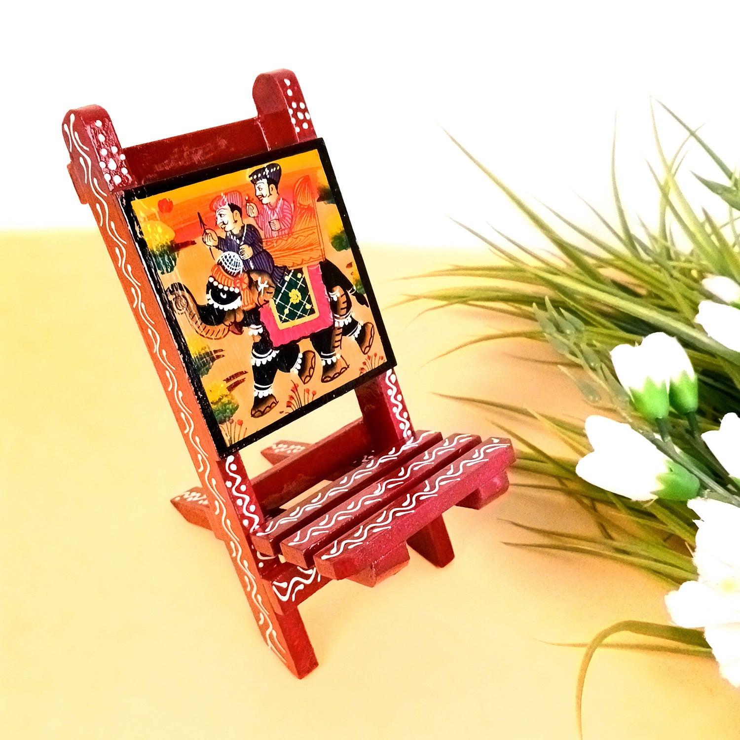 Mobile Holder Stand | Folding Chair Miniature Showpiece | Cell Phone Stand Holder - For Table, Bed, Office Desk, Home Decor & Gifts - 7 Inch - Apkamart