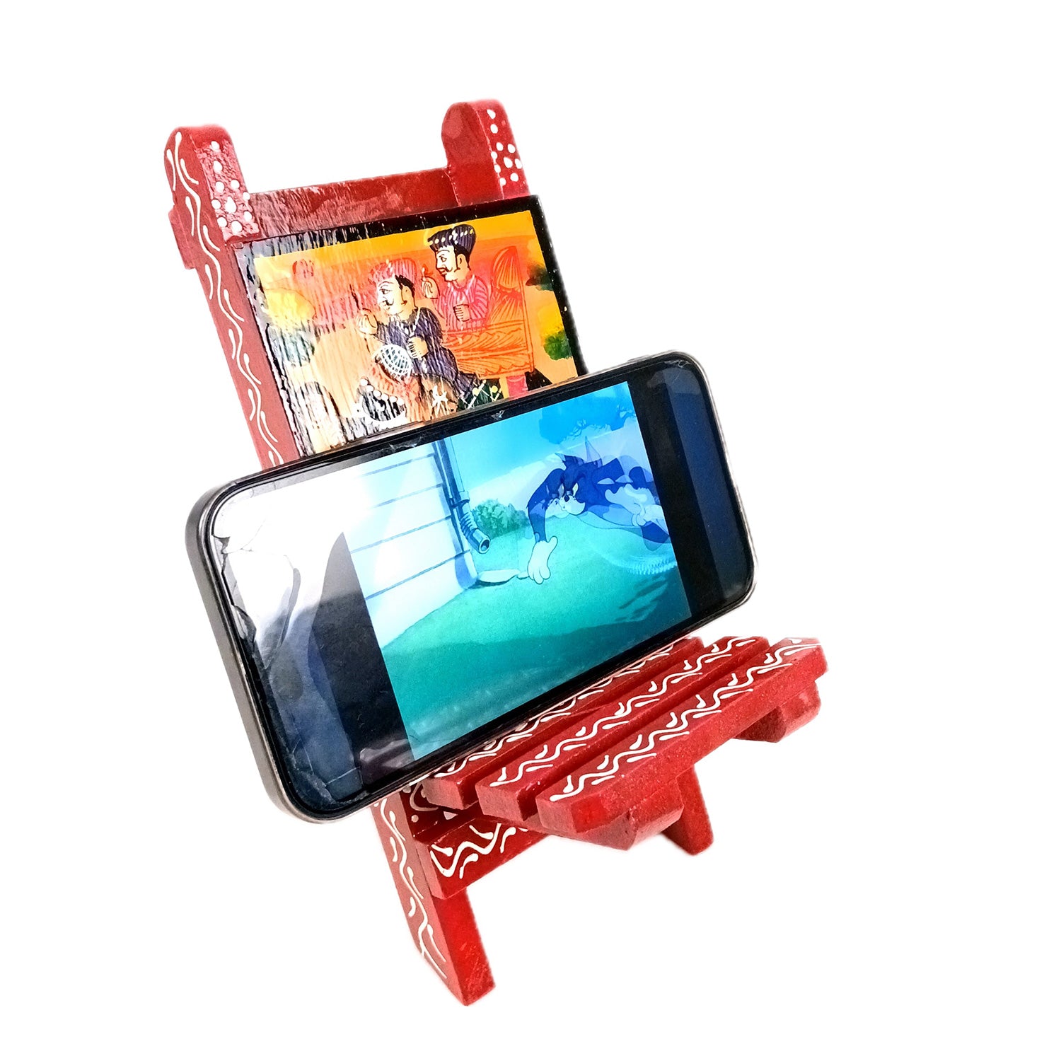 Mobile Holder Stand | Folding Chair Miniature Showpiece | Cell Phone Stand Holder - For Table, Bed, Office Desk, Home Decor & Gifts - 7 Inch (Pack of 2) - Apkamart
