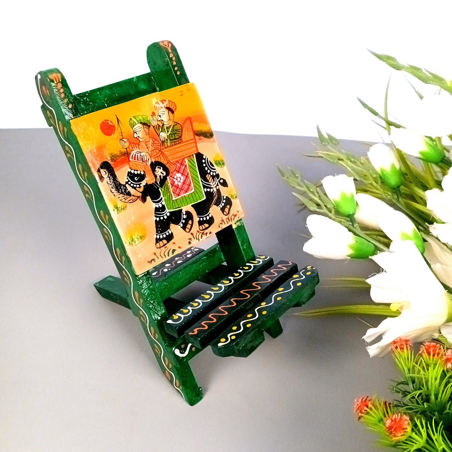 Mobile Holder Stand | Folding Chair Miniature Showpiece | Cell Phone Stand Holder - For Table, Bed, Office Desk, Home Decor & Gifts - 7 Inch - Apkamart