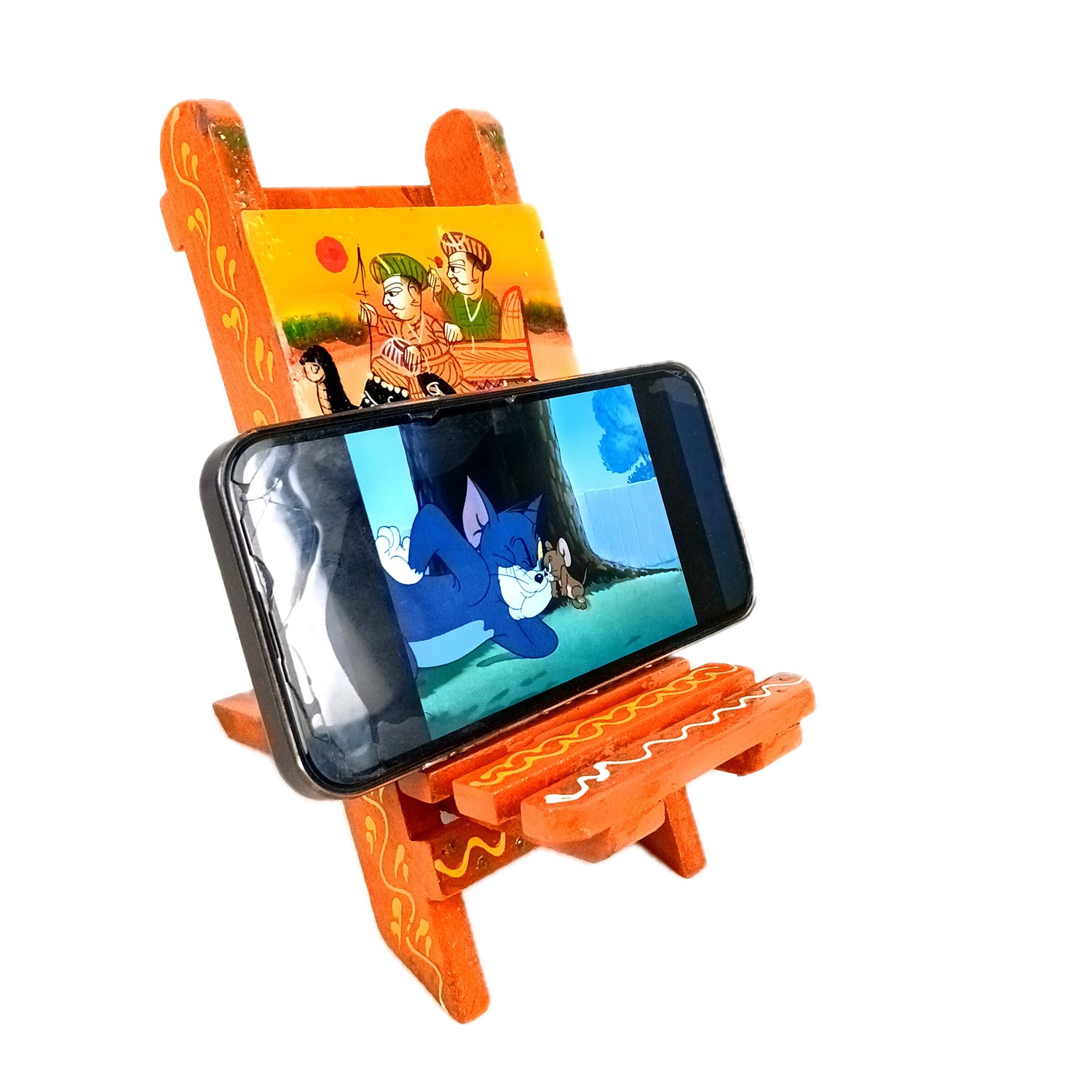Mobile Holder Stand | Folding Chair Miniature Showpiece | Cell Phone Stand Holder - For Table, Bed, Office Desk, Home Decor & Gifts - 7 Inch - Apkamart